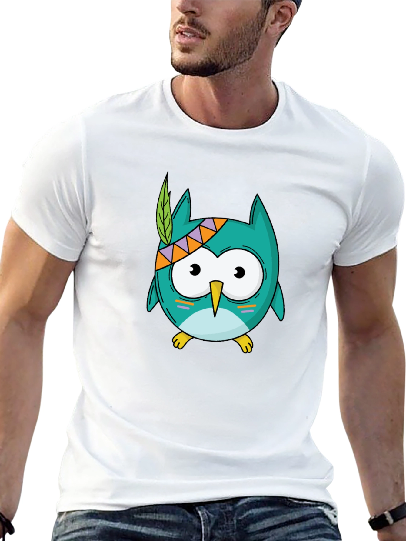 Cartoon Owl Graphic Tee - Unisex Black T-Shirt