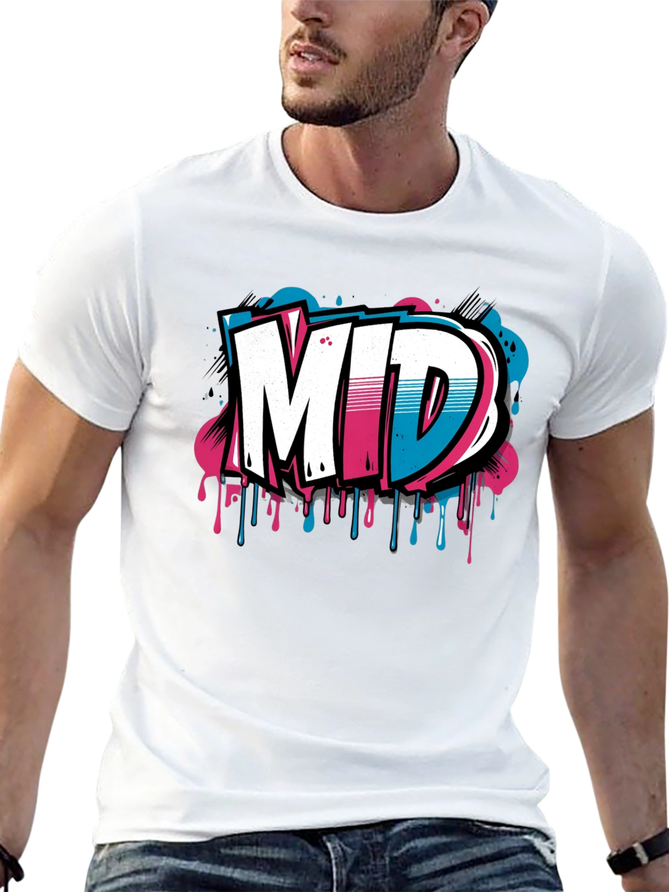Mens Black Graphic T-Shirt - MID Graffiti Design
