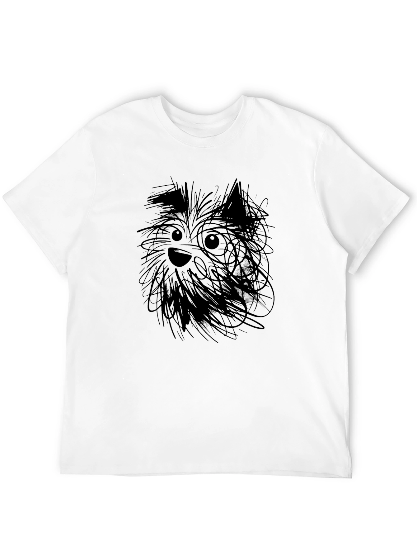 Whimsical Dog Sketch Black T-Shirt