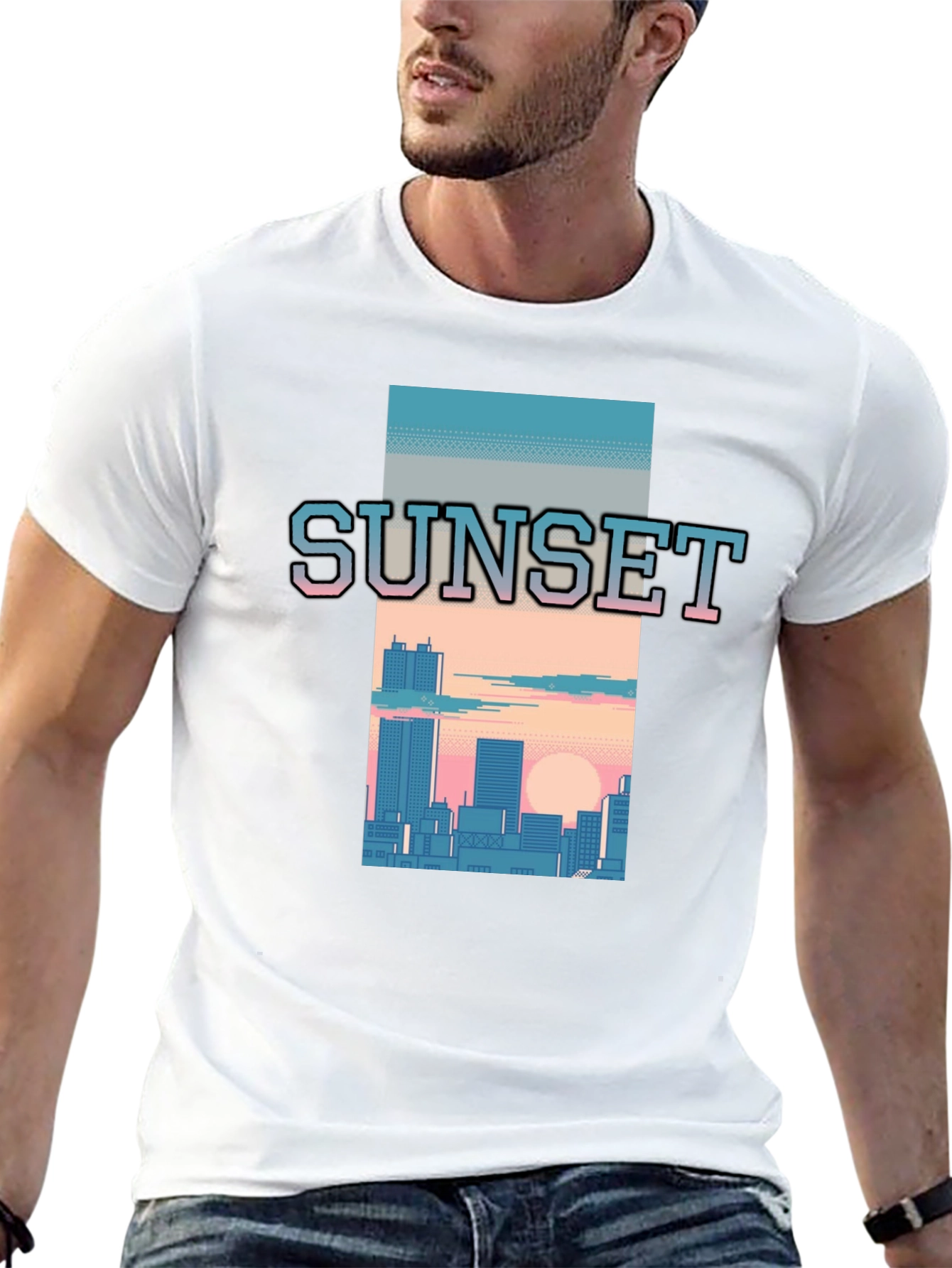 Sunset Cityscape Graphic Tee - Retro Style
