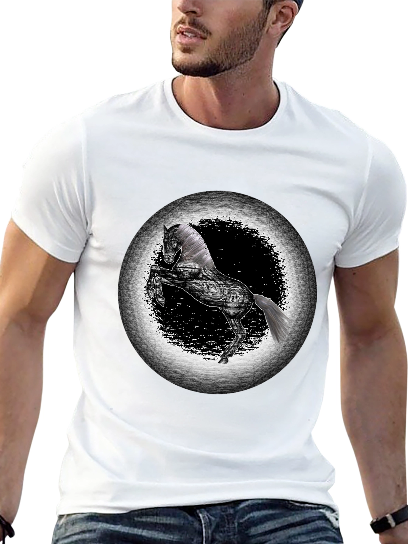 Black Horse Graphic Tee - Unique Design