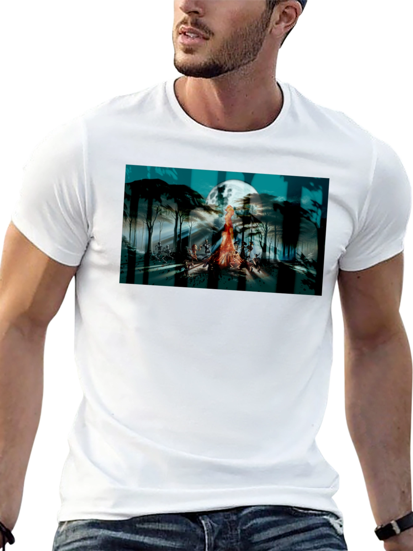 Eerie Moonlit Gathering Graphic T-Shirt