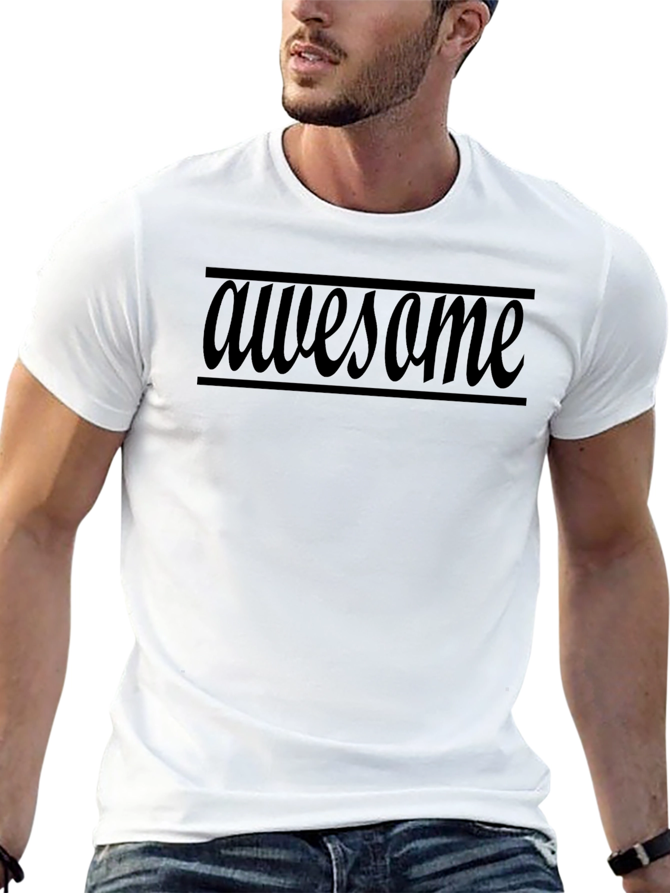 Awesome Black Graphic Tee - Mens Casual Style