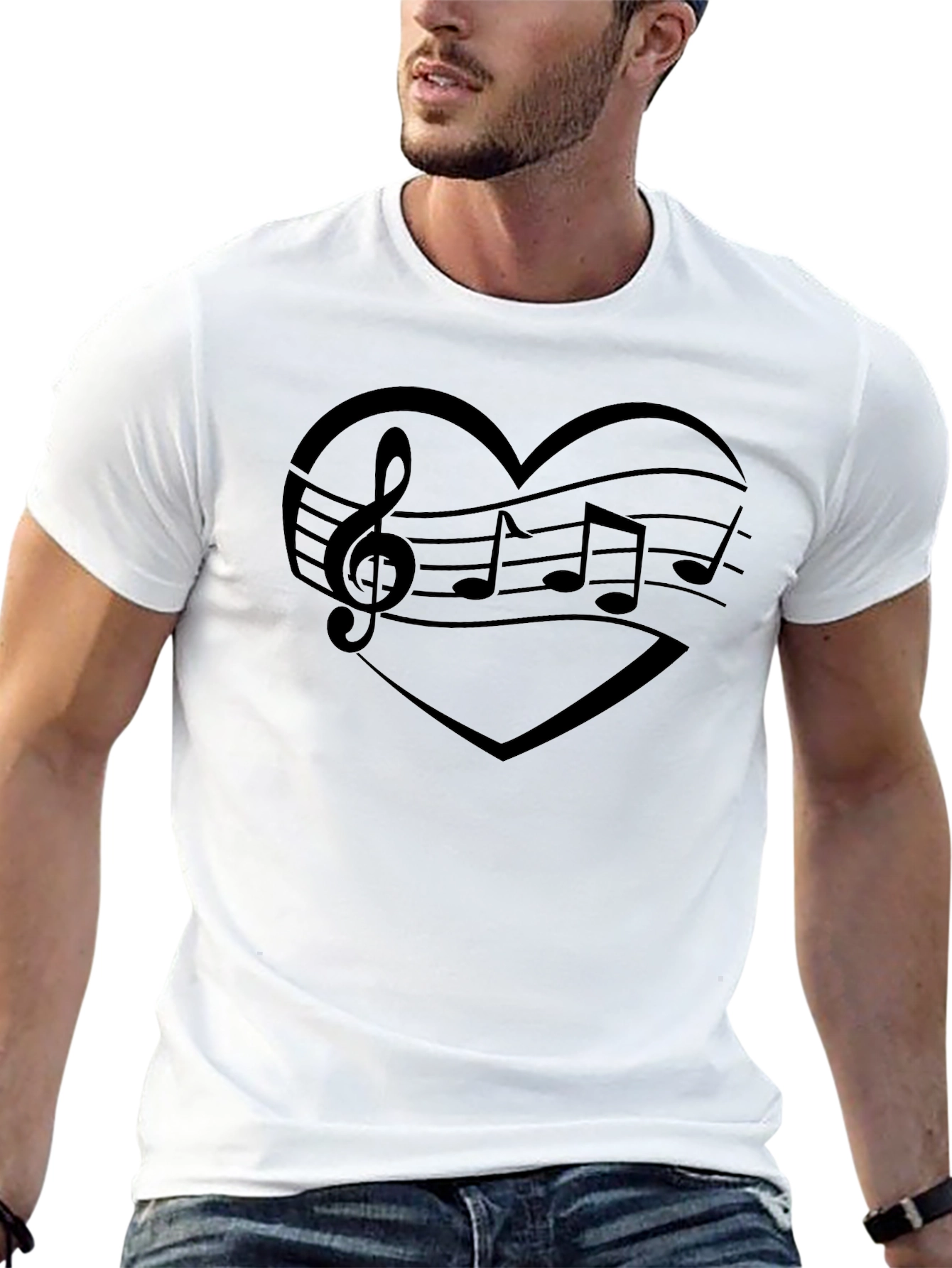 Music Heart Graphic Tee - Mens Black T-Shirt