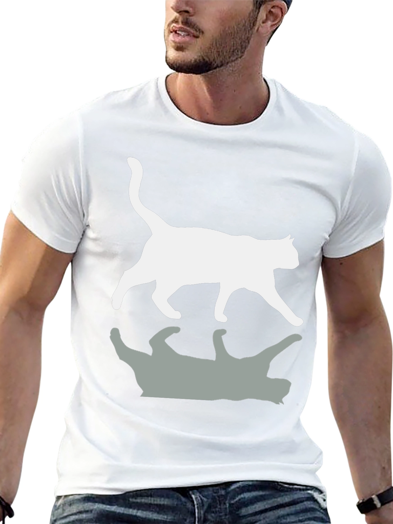 Cool Cat Reflection Graphic T-Shirt
