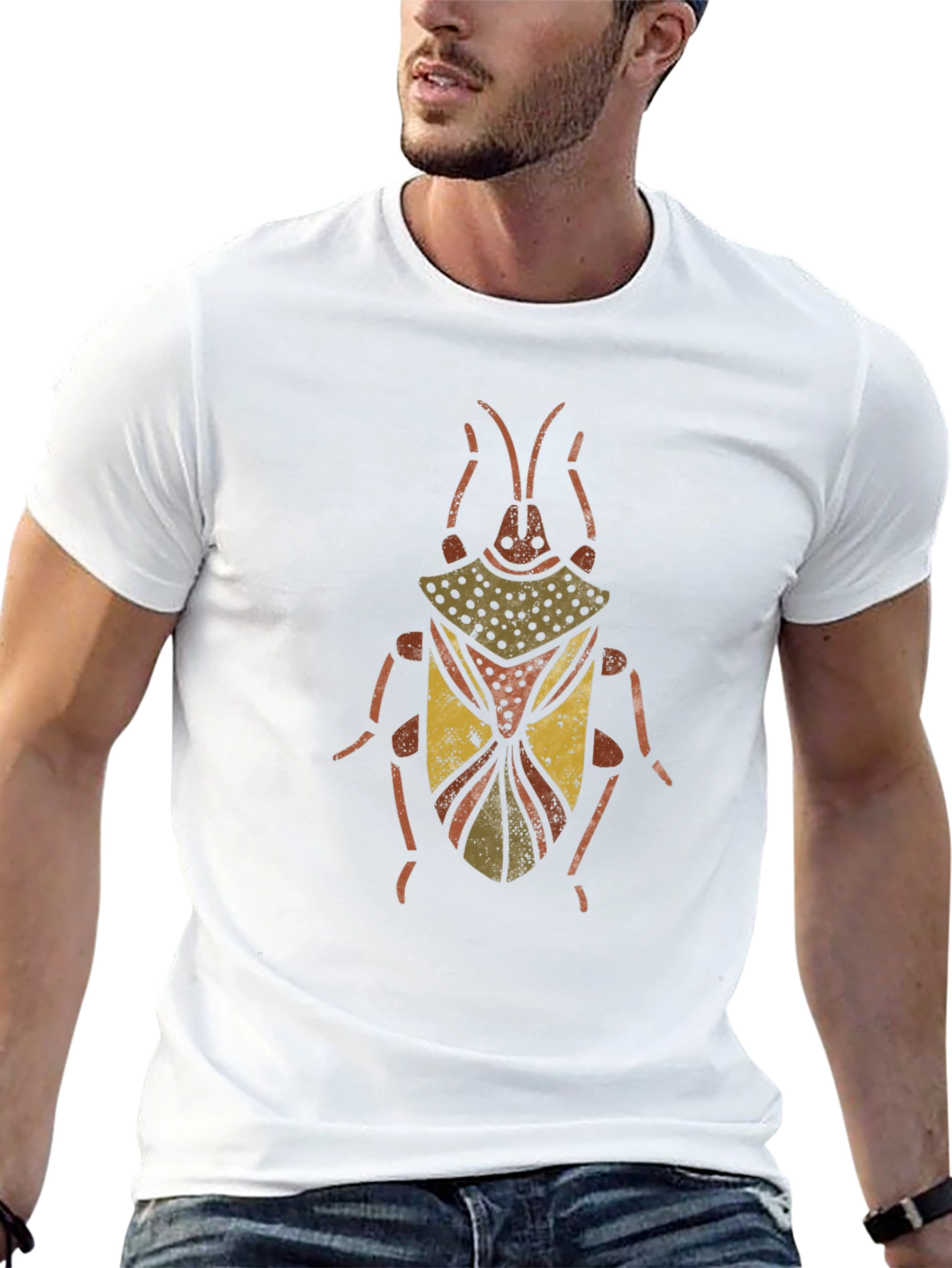 Unique Beetle Graphic Print Black T-Shirt