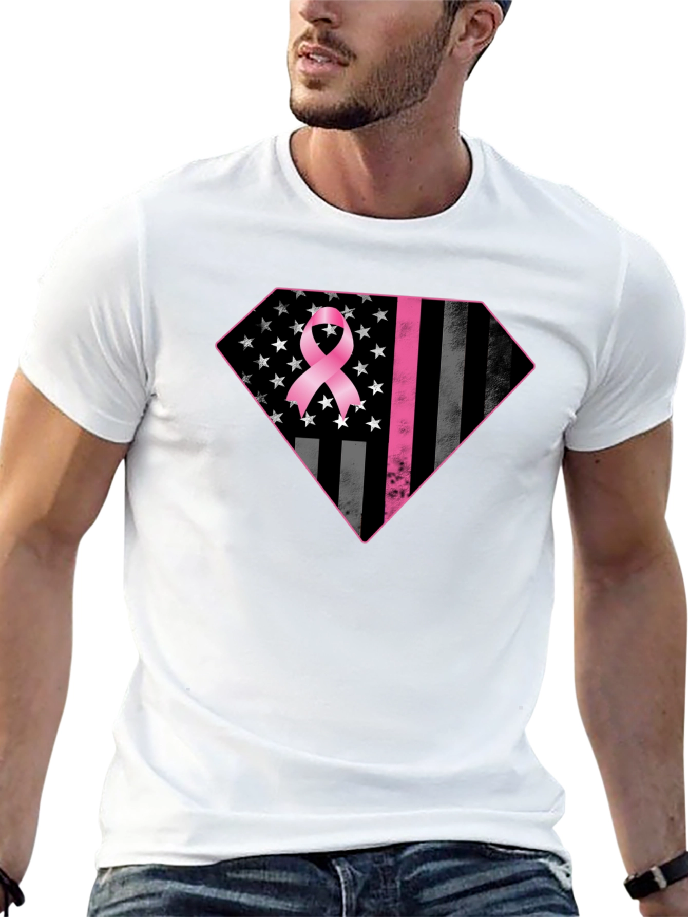 Breast Cancer Awareness Flag Graphic Tee