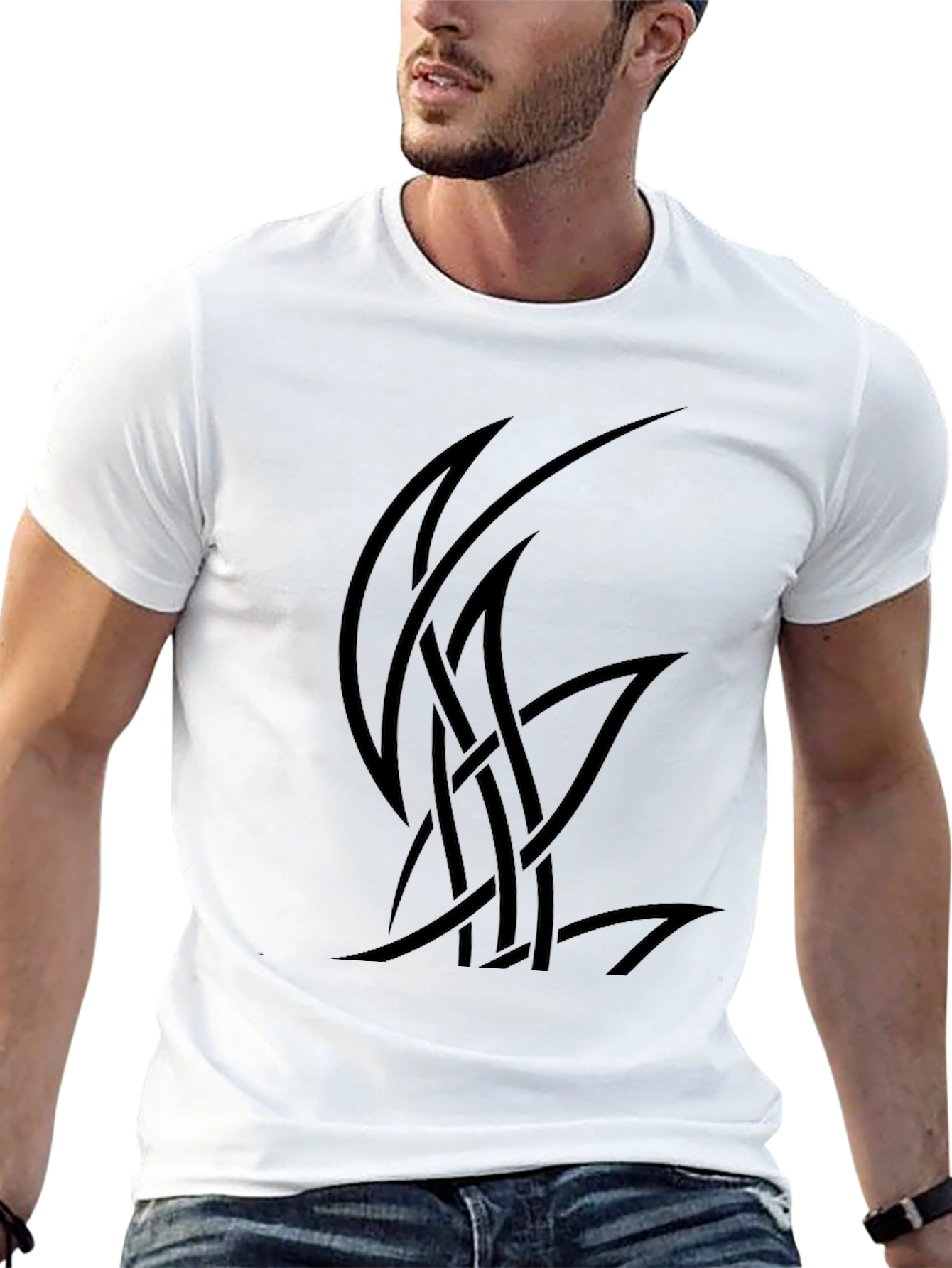 Mens Black Graphic Tee - Abstract Knot Design
