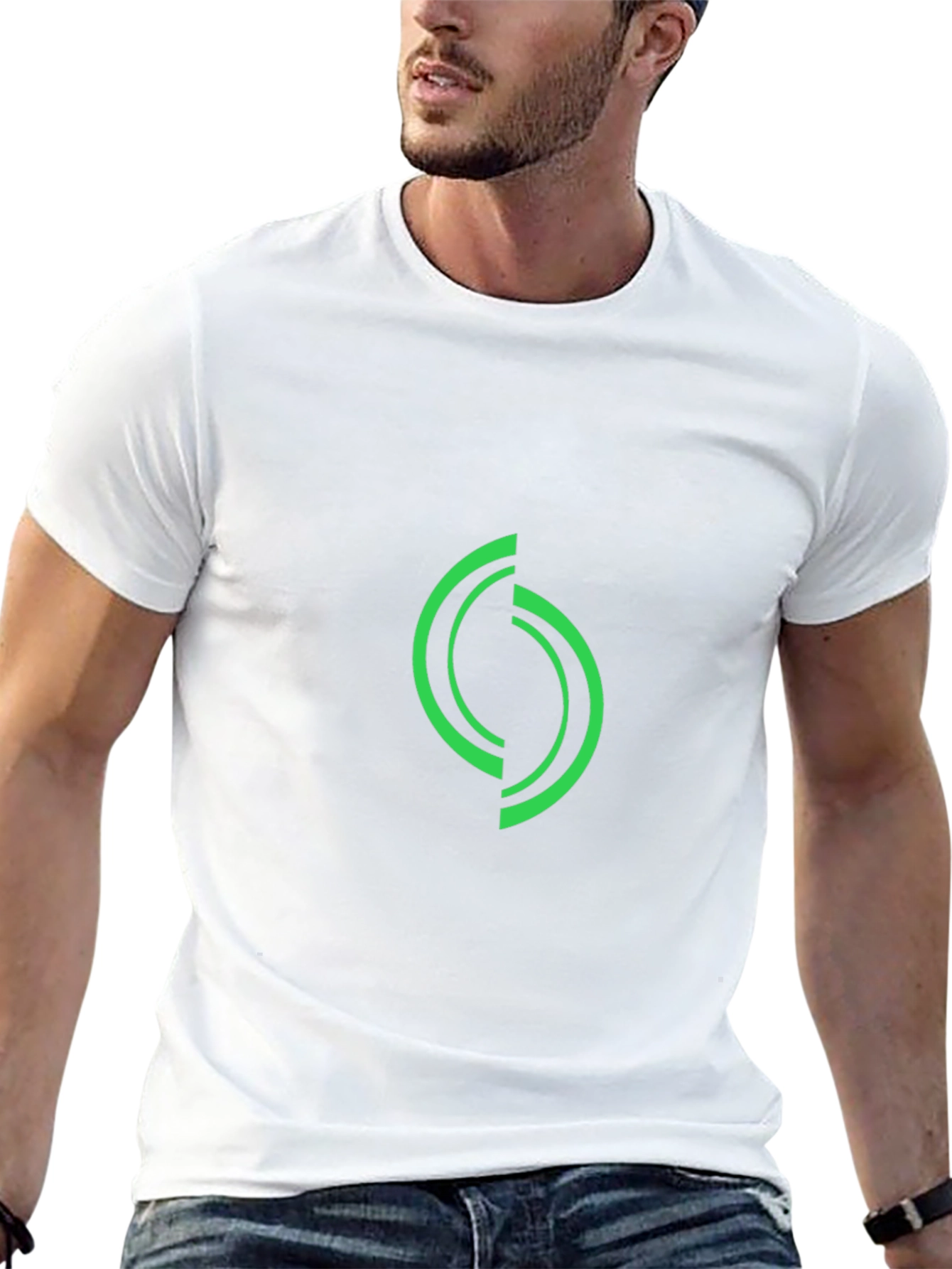 Green Graphic Print Black T-Shirt