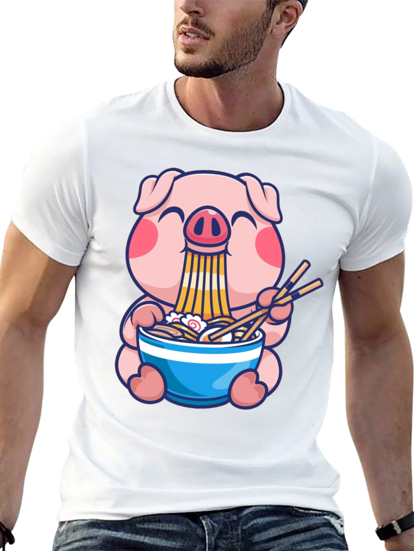 Cute Pig Ramen T-Shirt - Anime Style