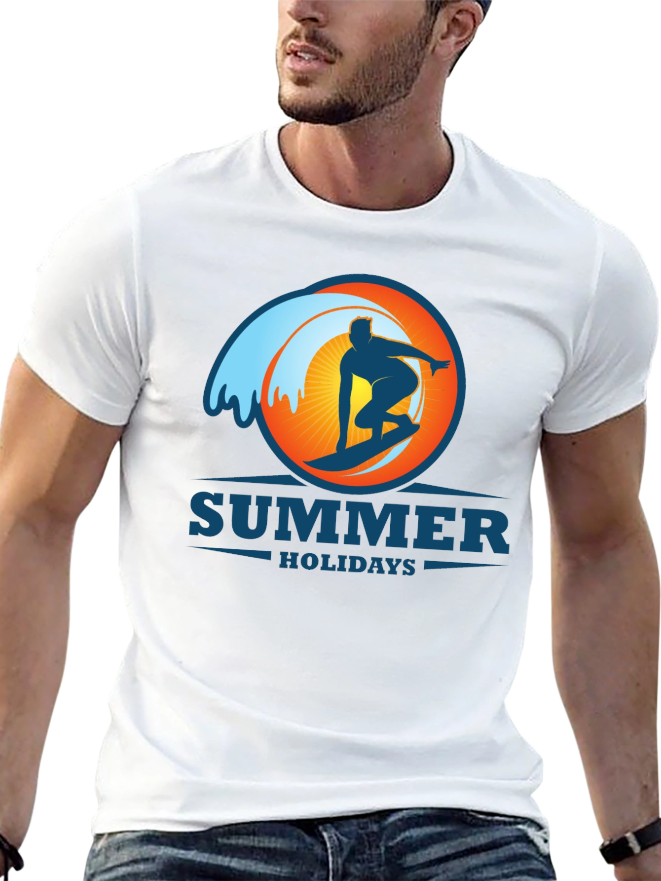 Summer Holidays Surf T-Shirt - Black Graphic Tee