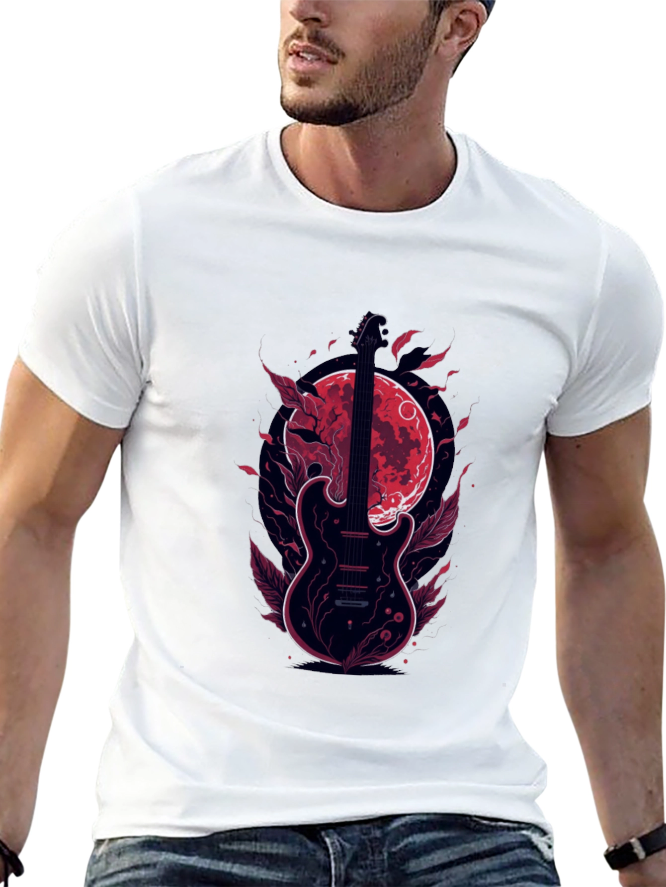 Guitar Moon T-Shirt - Stylish Graphic Tee