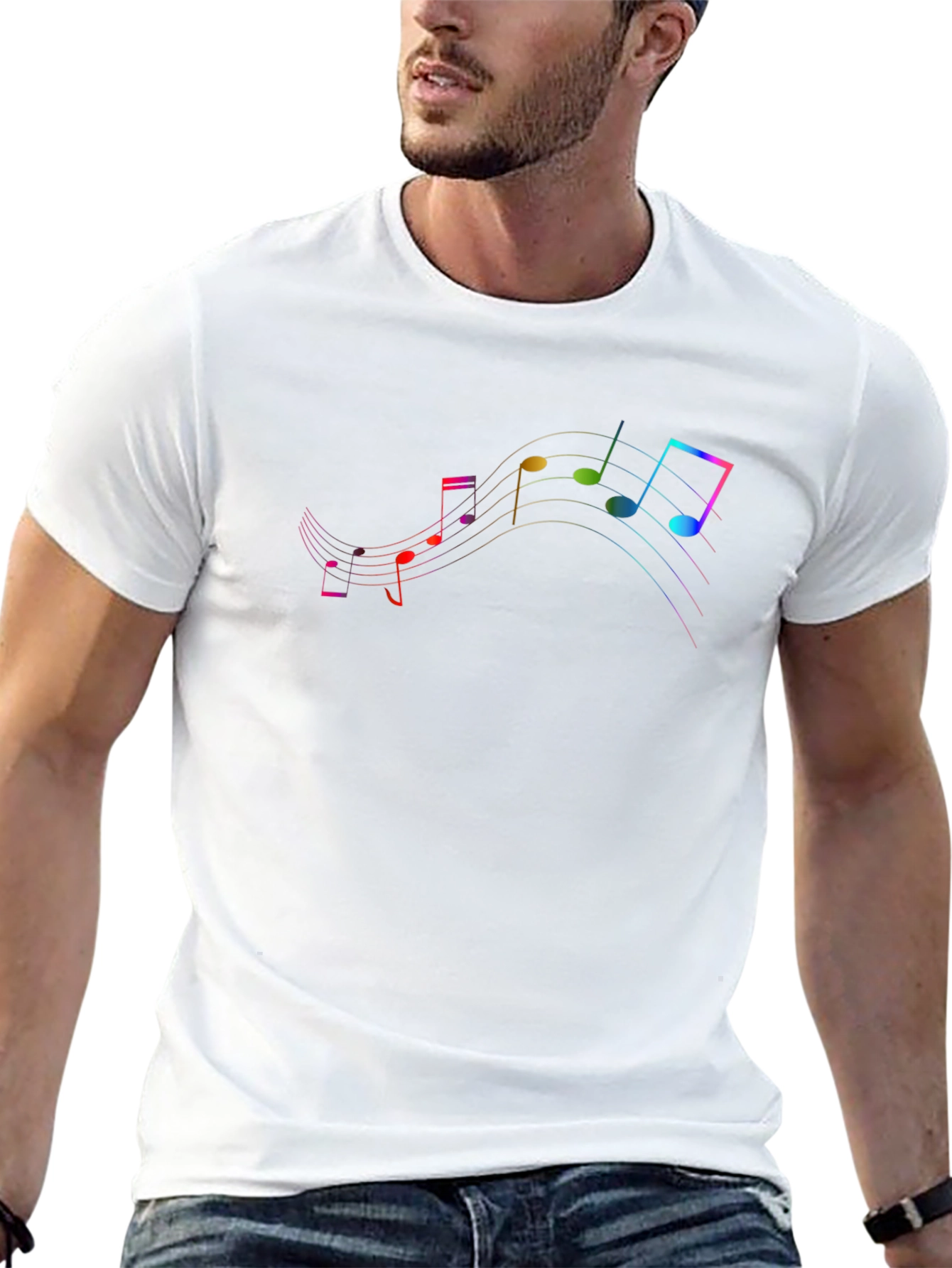 Musical Note Graphic Black T-Shirt