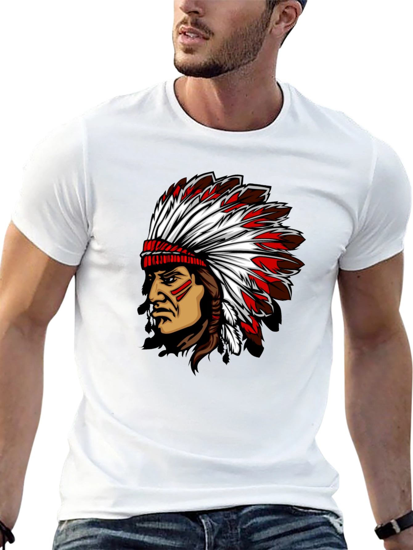 Indian Chief Graphic Black T-Shirt