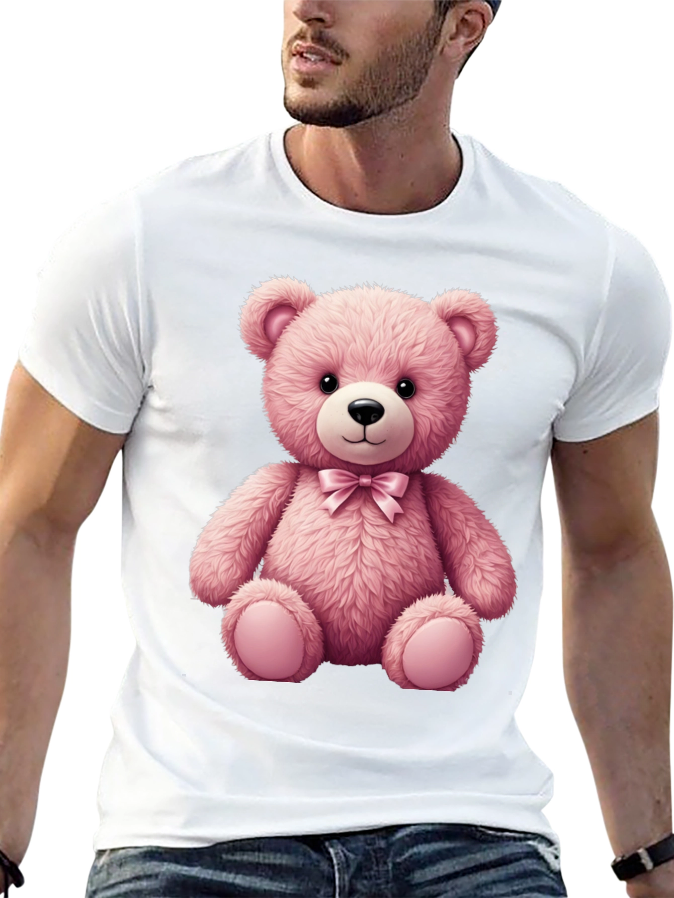 Pink Teddy Bear Graphic T-Shirt