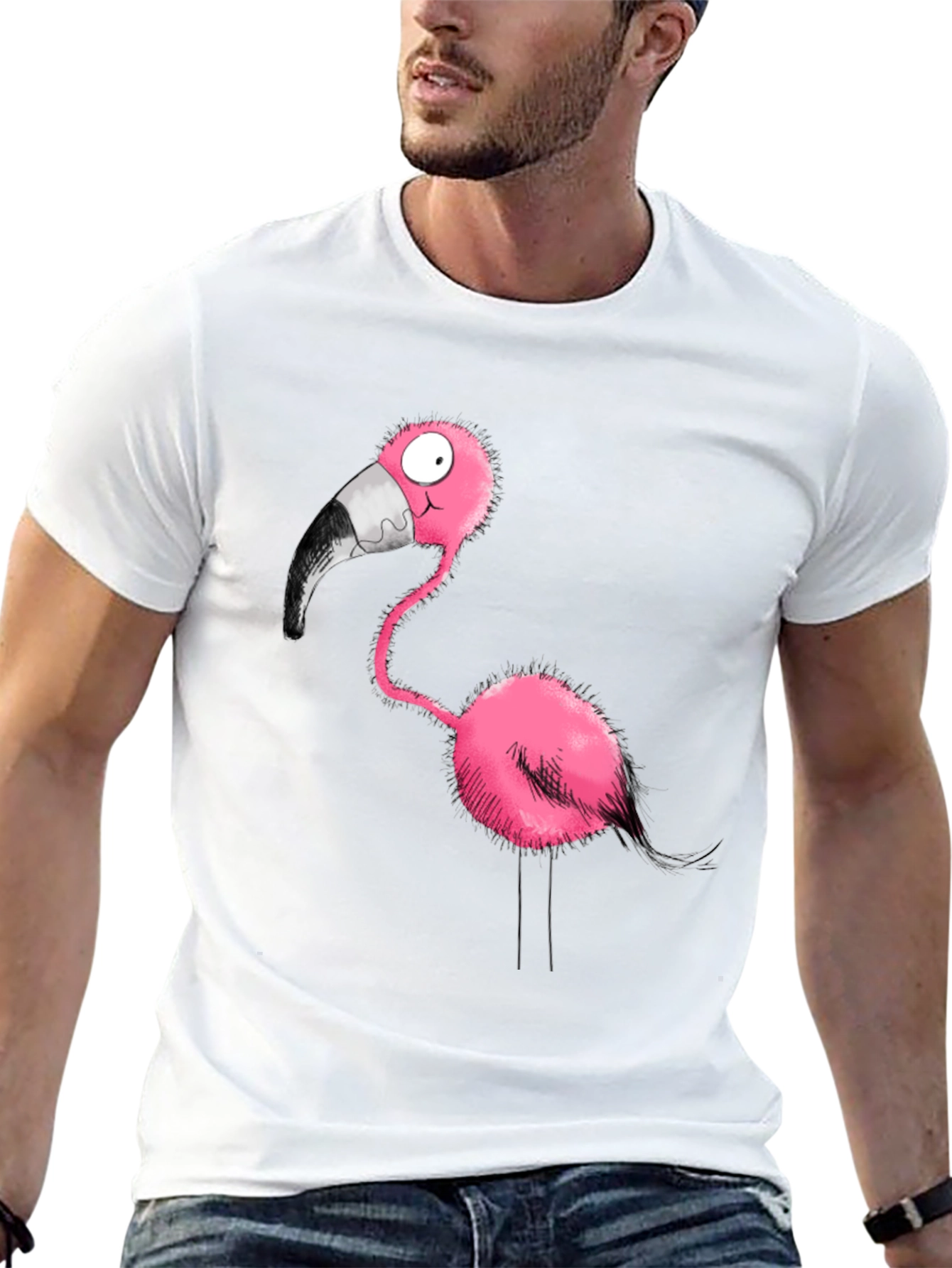 Cartoon Flamingo Graphic Tee - Fun & Unique!