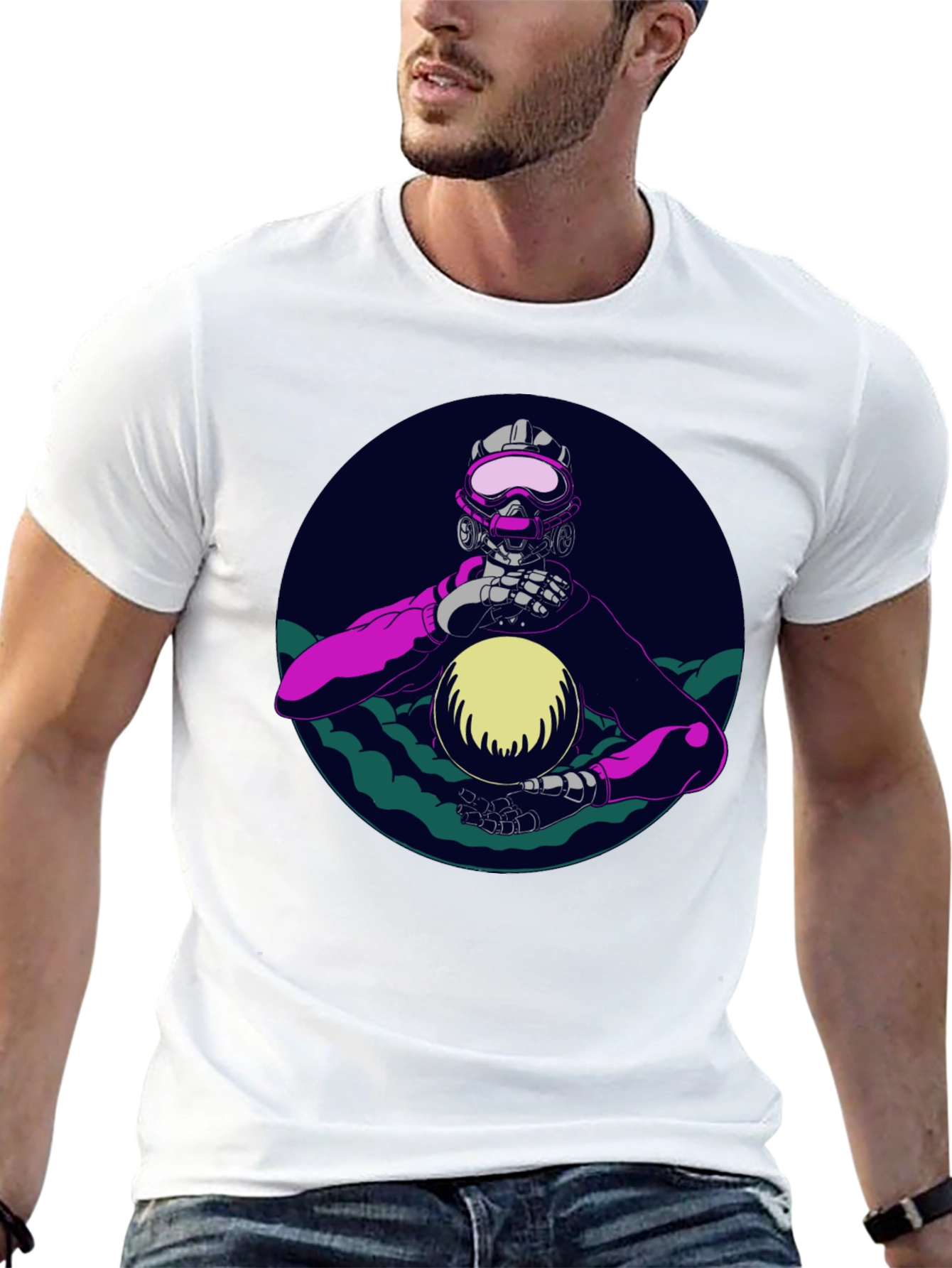 Cyberpunk Astronaut Graphic Tee - Black
