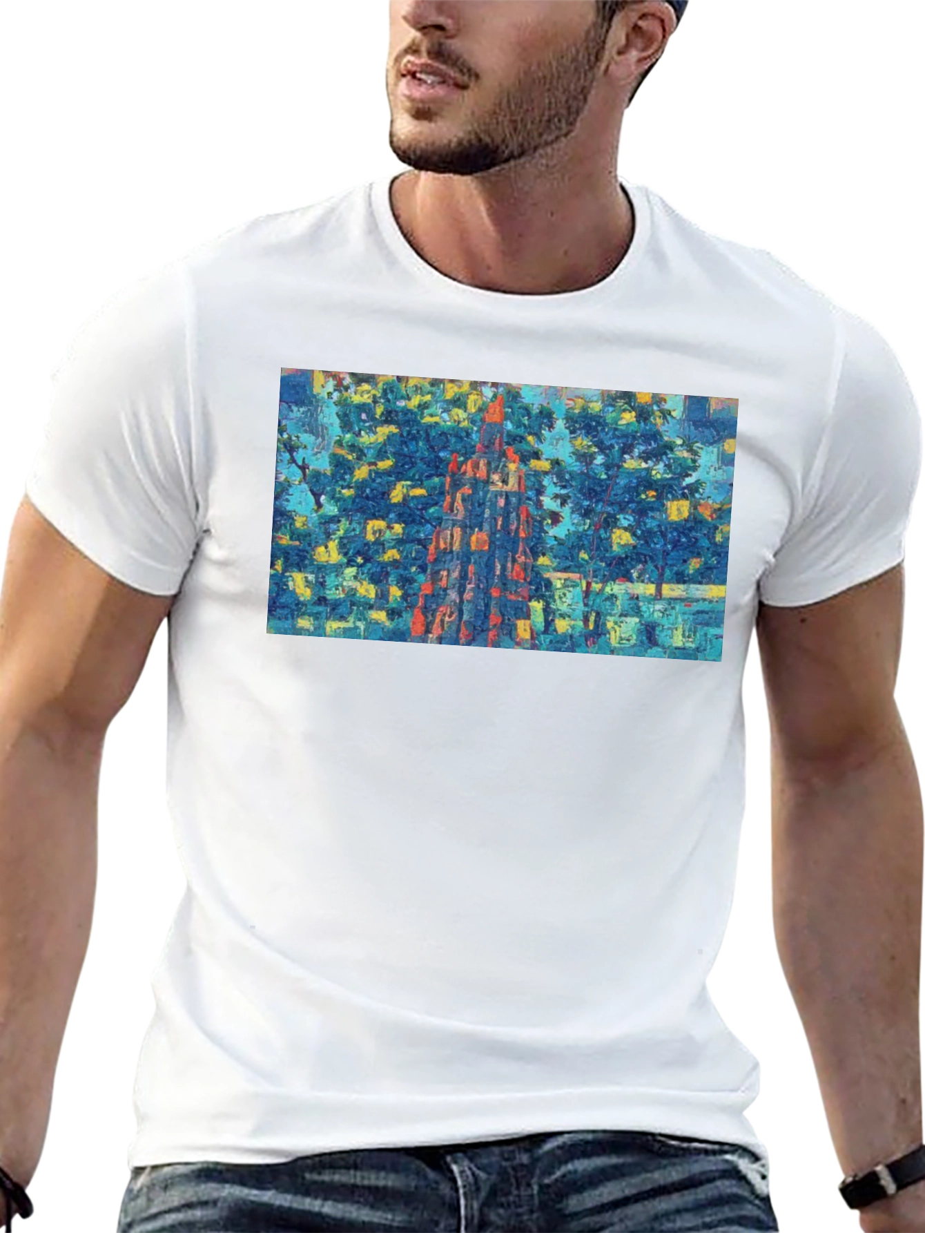 Abstract Cityscape Graphic Tee - Mens Black T-Shirt