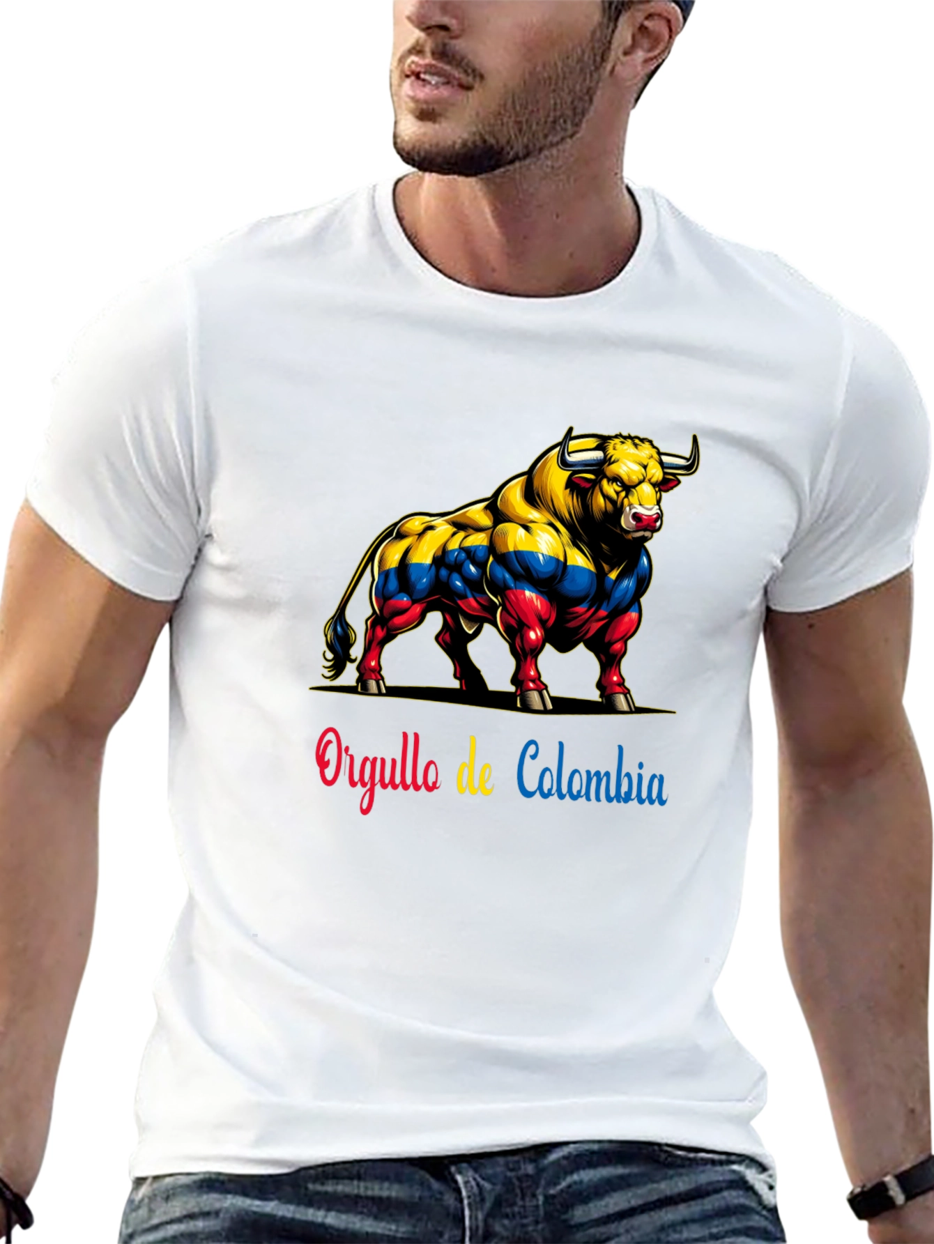 Colombia Pride Bull T-Shirt - Mens Black Tee