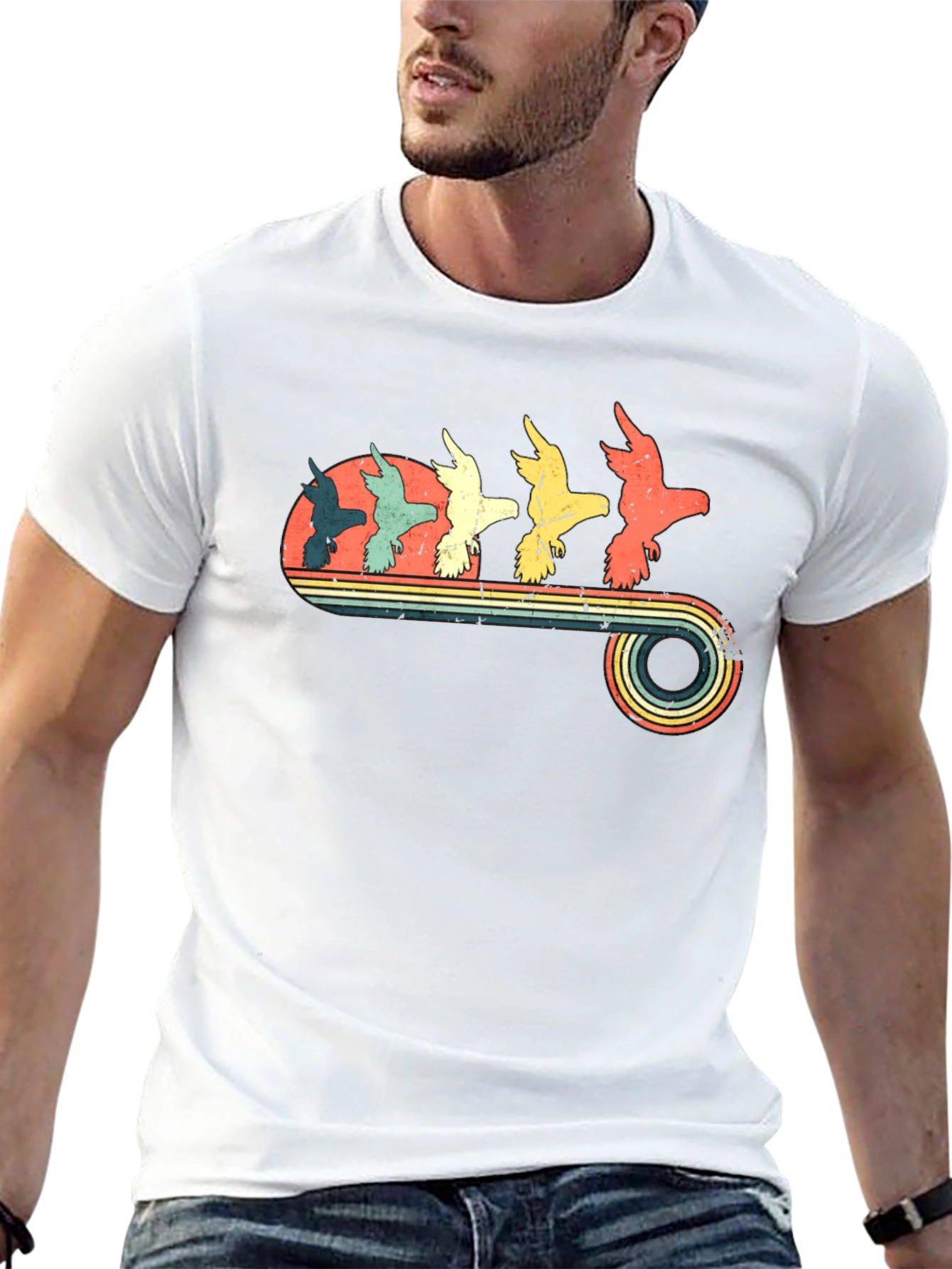 Retro Birds Graphic T-Shirt