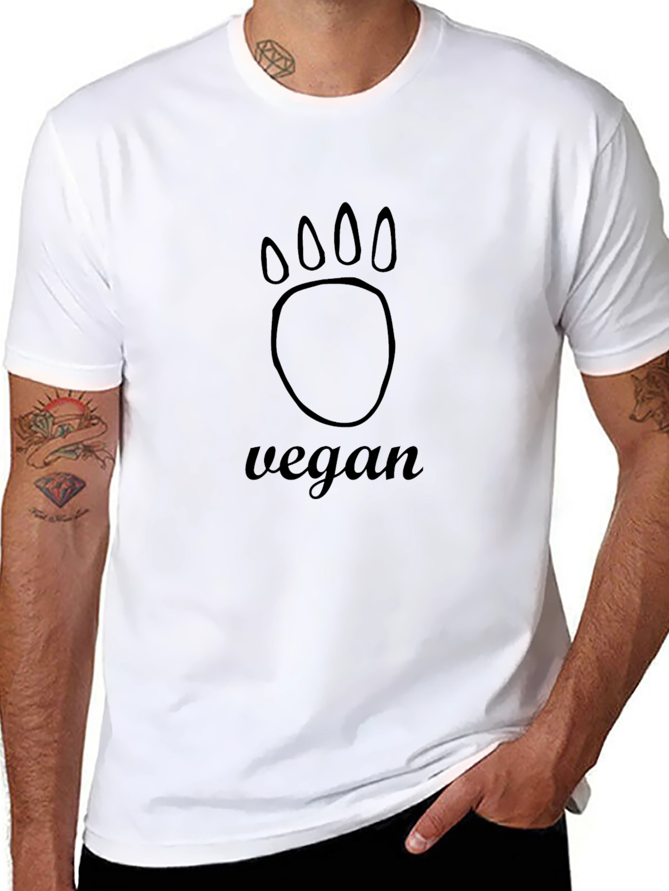 Vegan Bear Paw Print Graphic T-Shirt