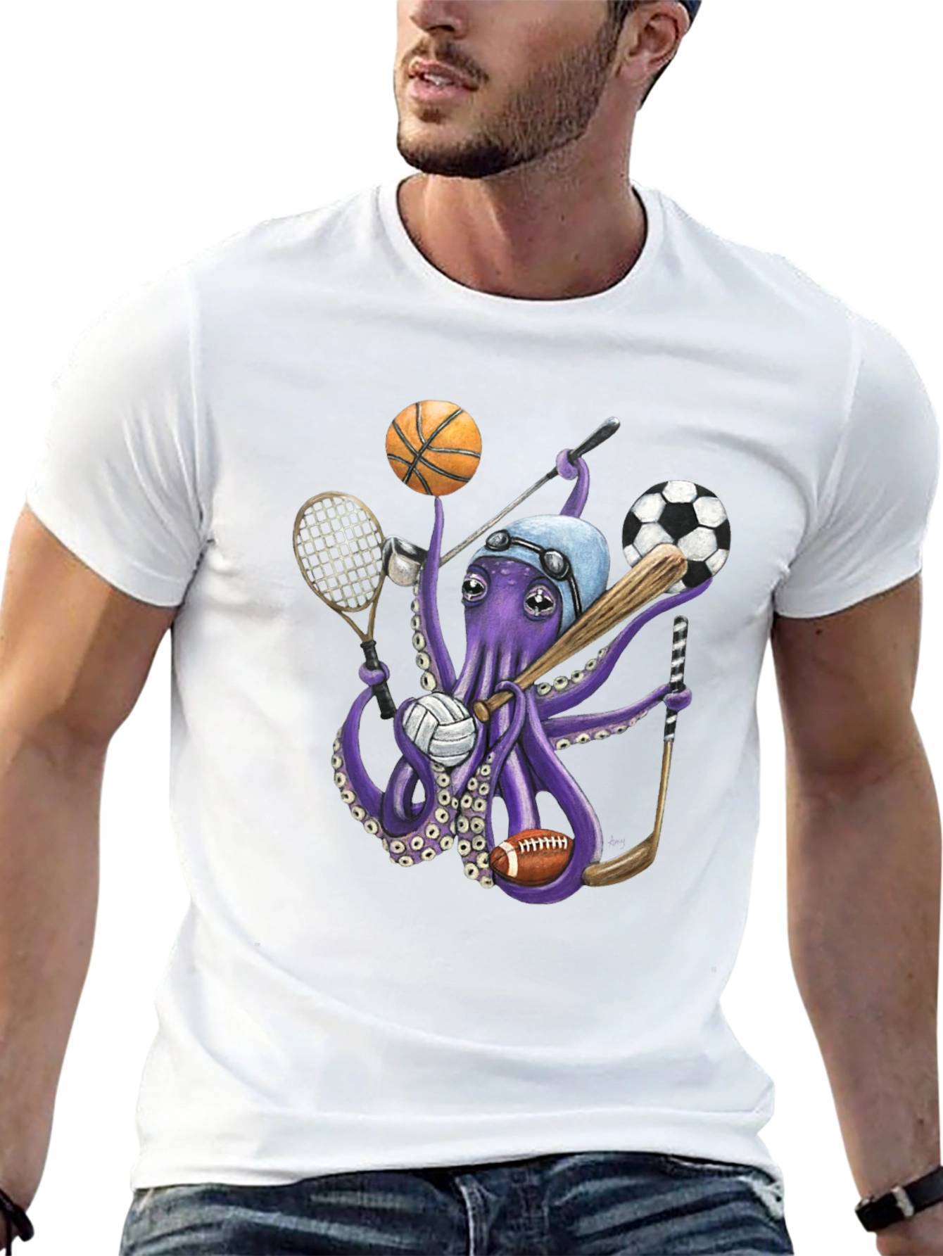 Sports Octopus Graphic Tee - Unique Design!