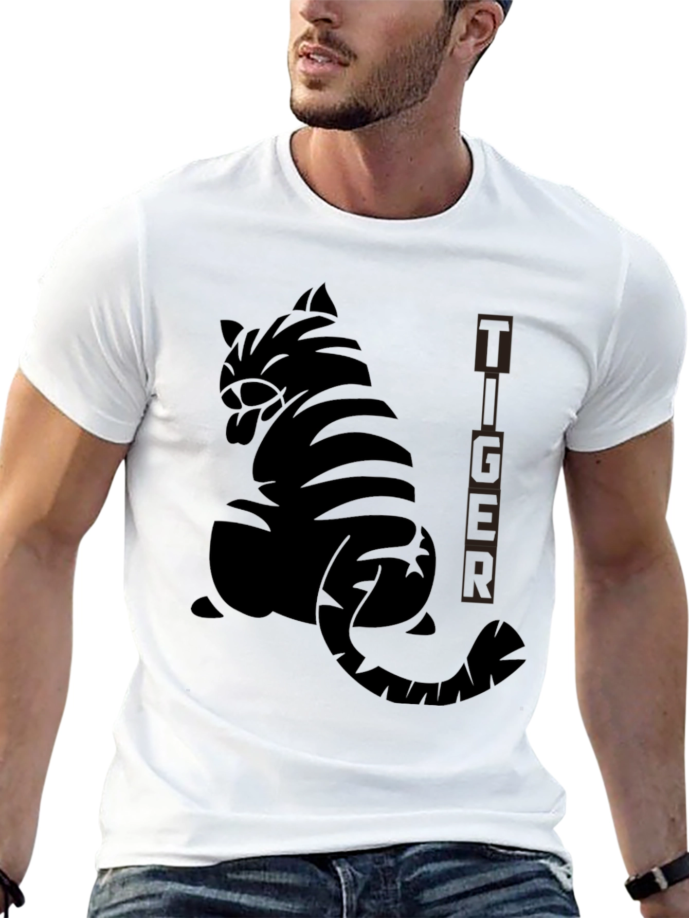 Tiger Graphic Black T-Shirt - Stylish Animal Print Tee