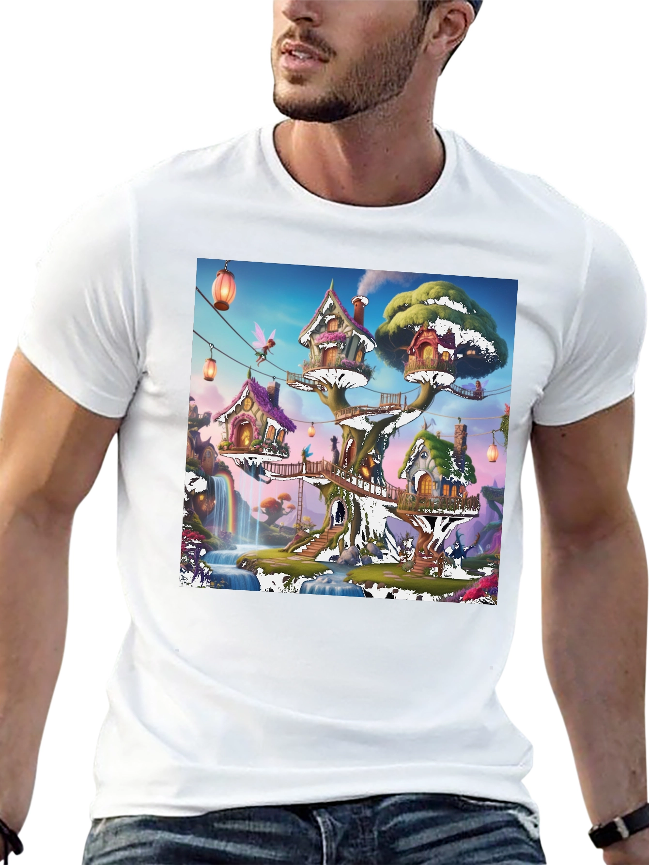 Magical Treehouse T-Shirt: Whimsical Fantasy Design