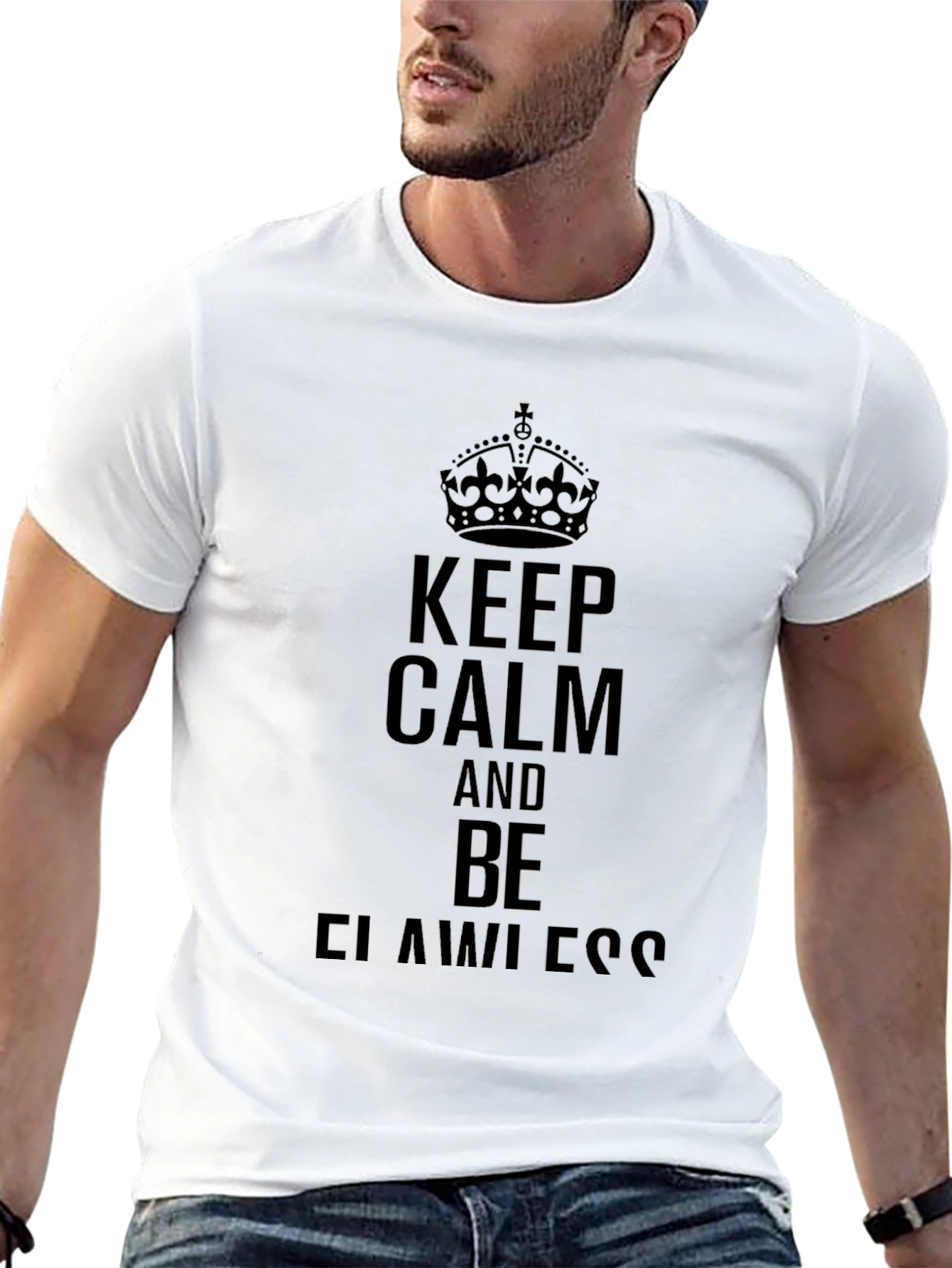 Keep Calm and Be Flawless Black Graphic Tee