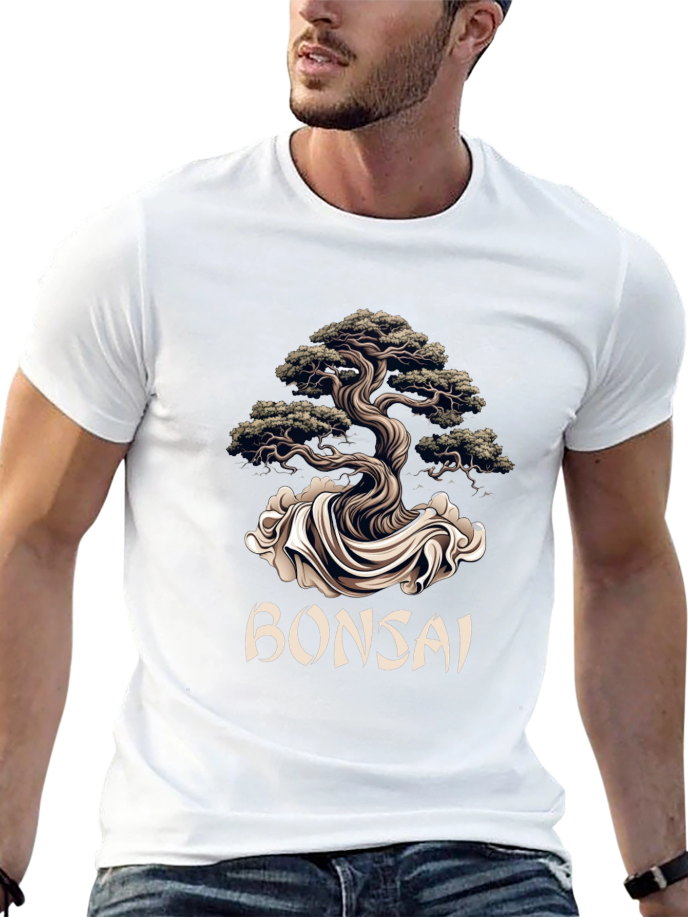 Bonsai Tree Graphic Tee - Artistic Black T-Shirt