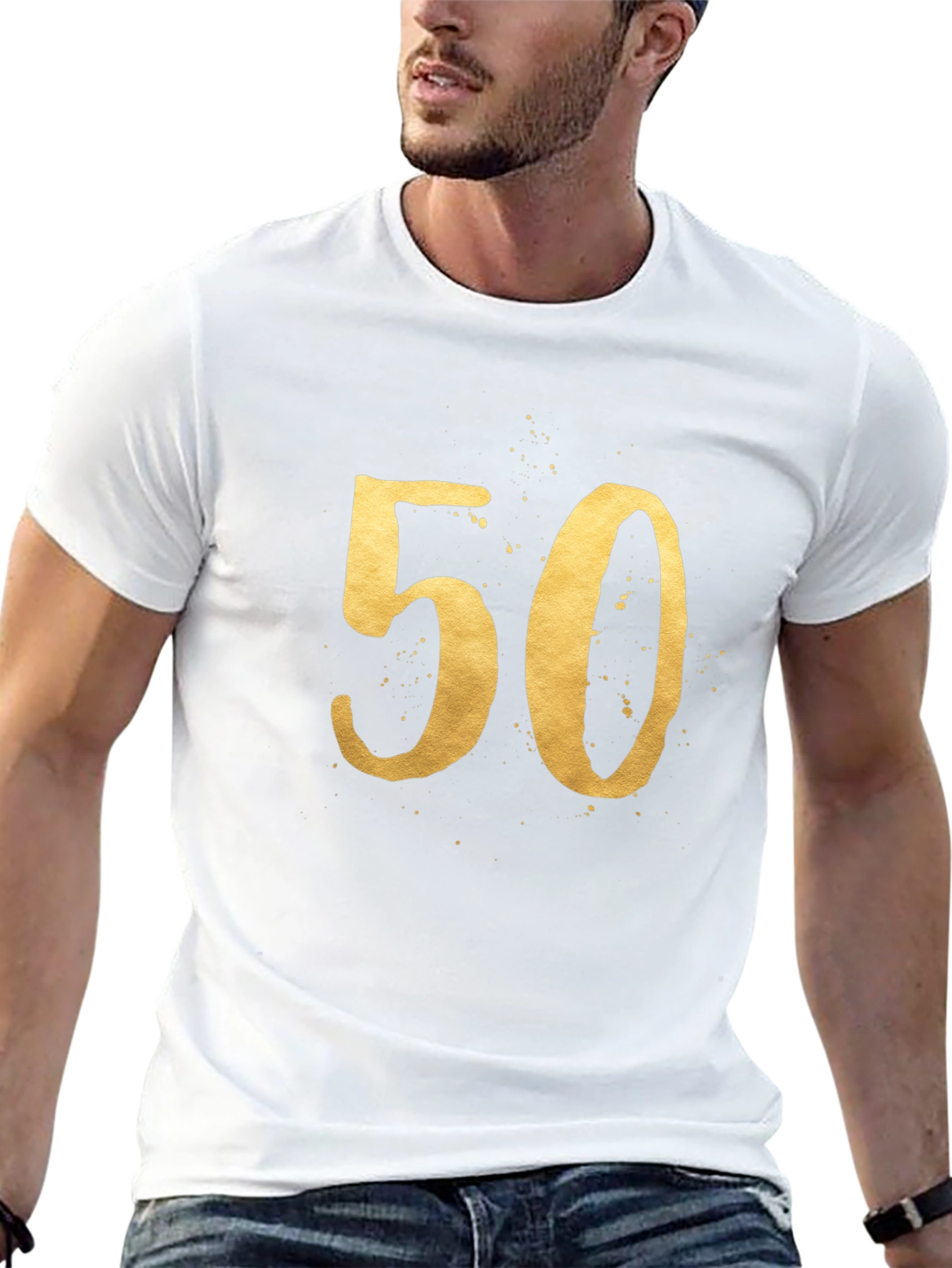 50th Birthday Gold Number Tee