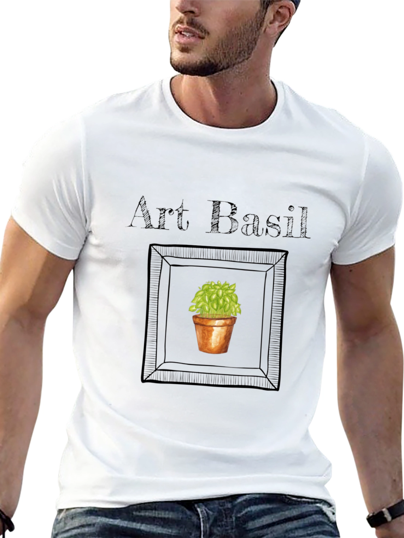 Art Basil T-Shirt - Unique Plant Graphic Tee