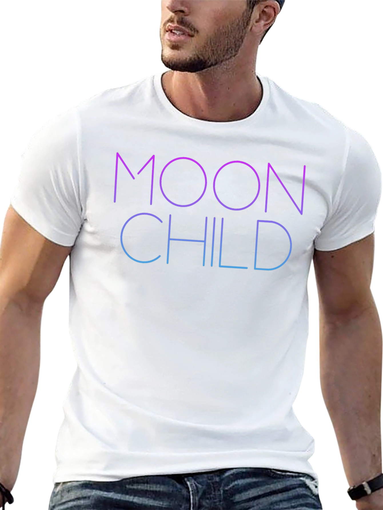 Moon Child Graphic T-Shirt - Black Crew Neck Tee