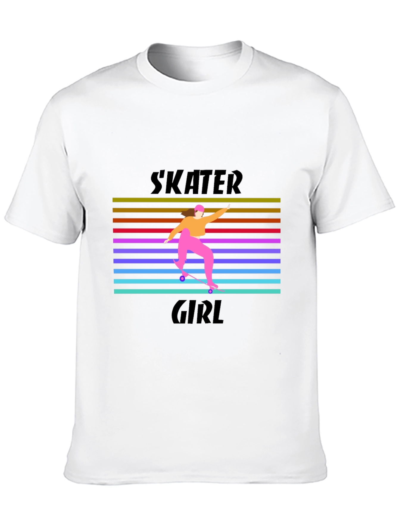 Skater Girl Retro T-Shirt - Black