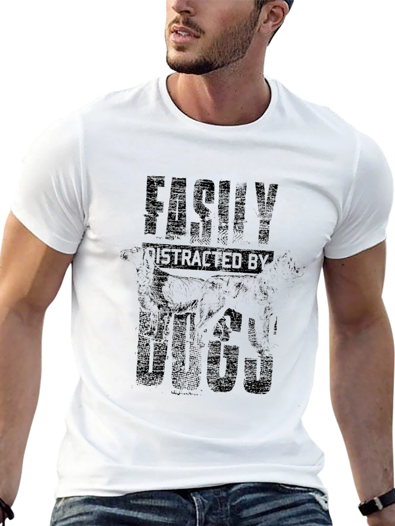 Easily Distracted By Dogs Black Graphic Tee