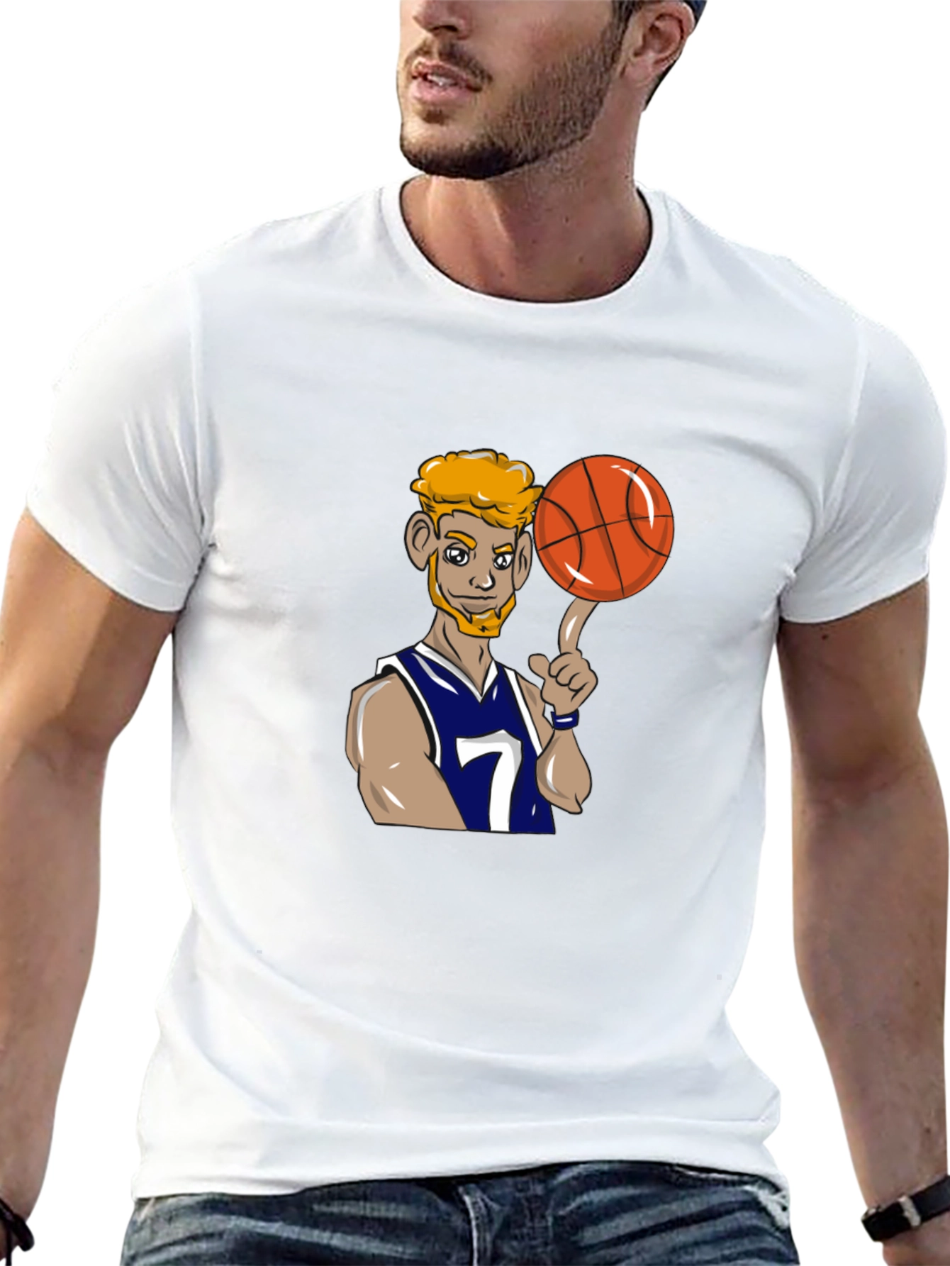 Cartoon Basketball Player Graphic Tee