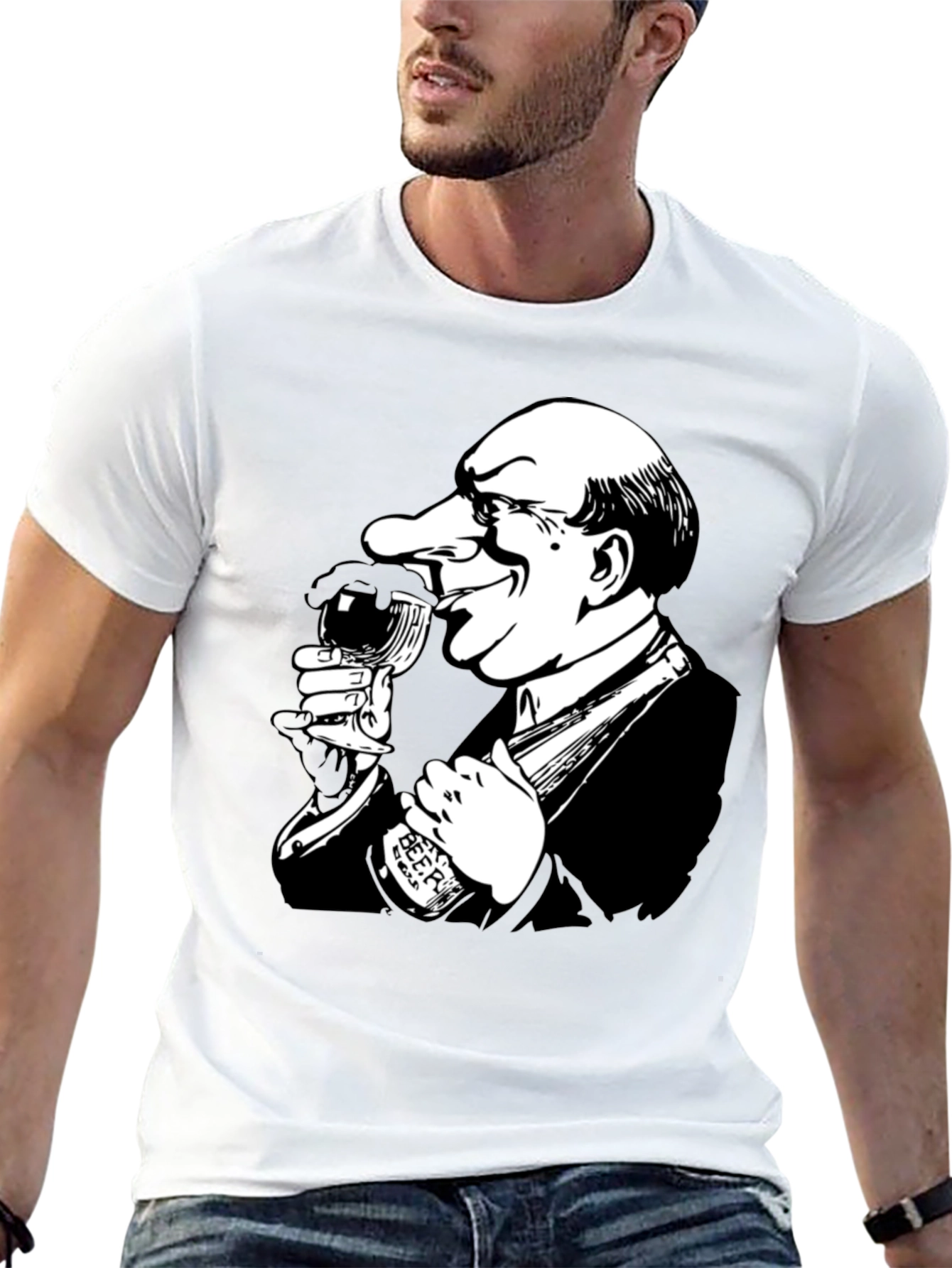 Drinking Cartoon Graphic T-Shirt