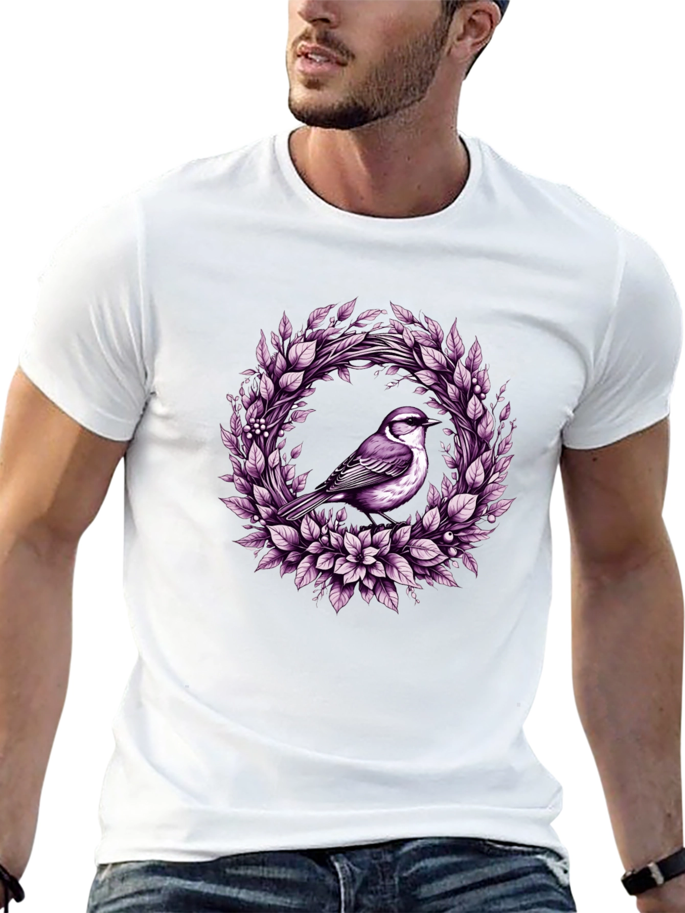 Bird & Floral Wreath Graphic Tee