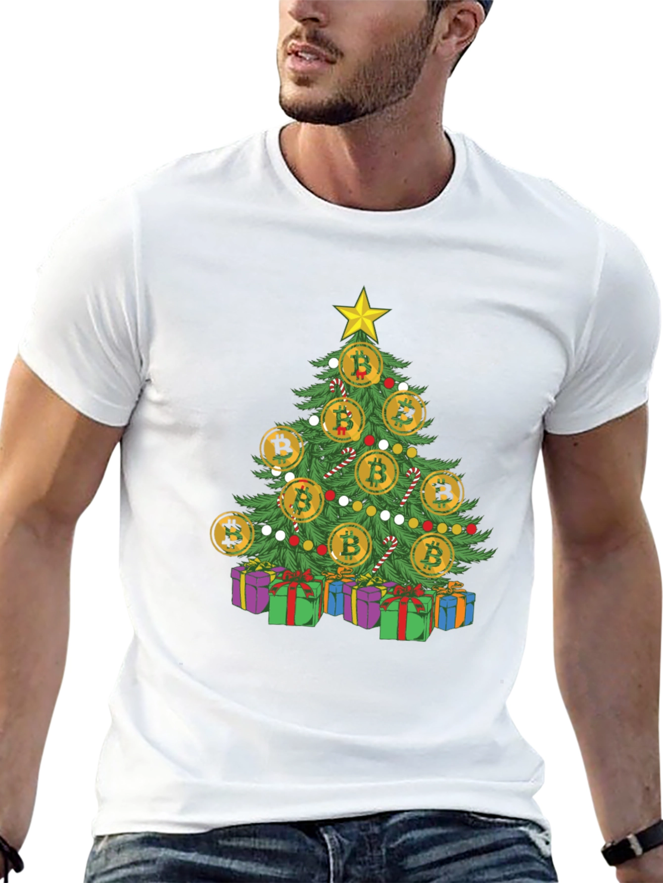 Bitcoin Christmas Tree T-Shirt Holiday Crypto Tee