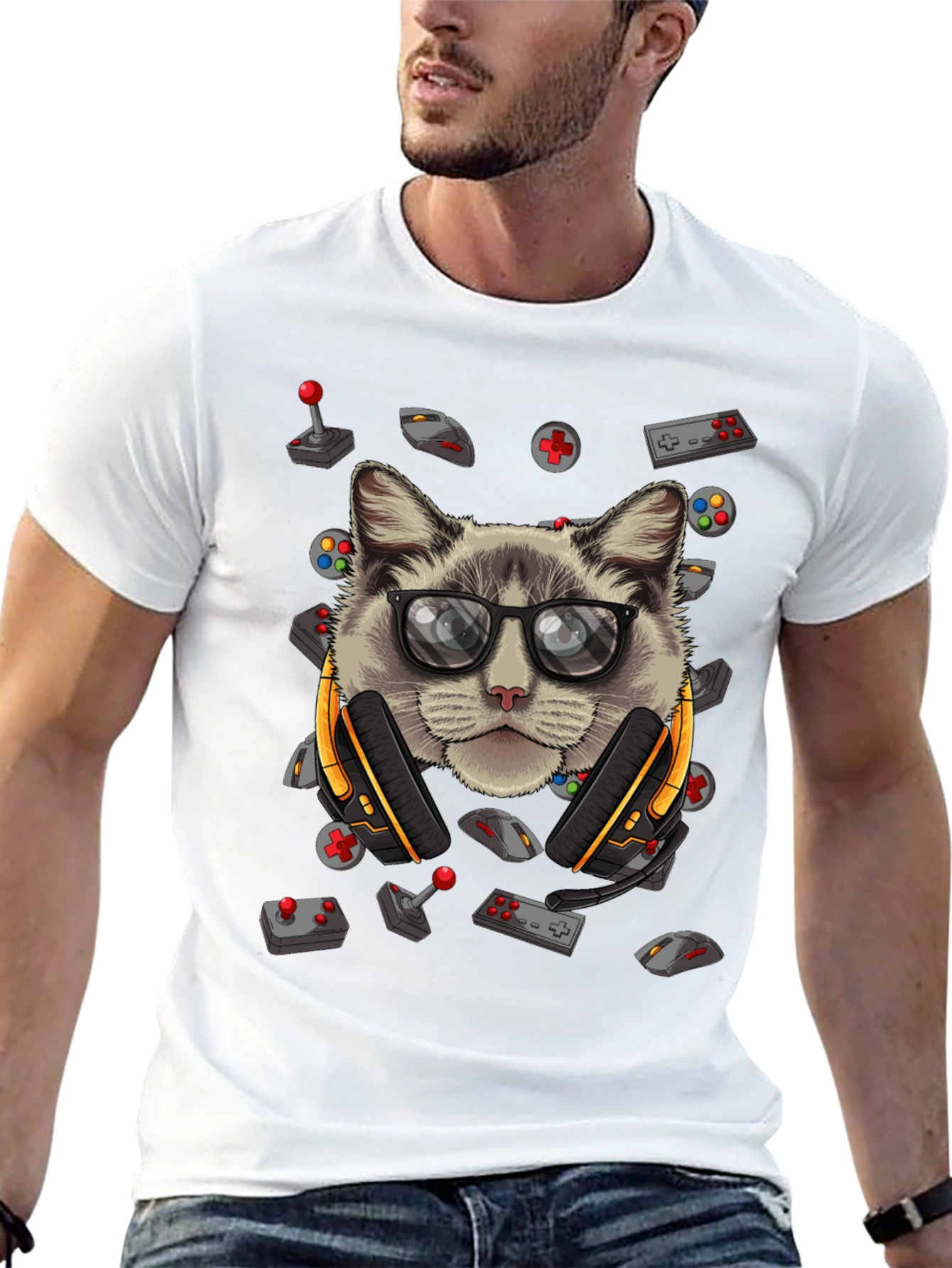 Gamer Cat T-Shirt - Cool Graphic Tee