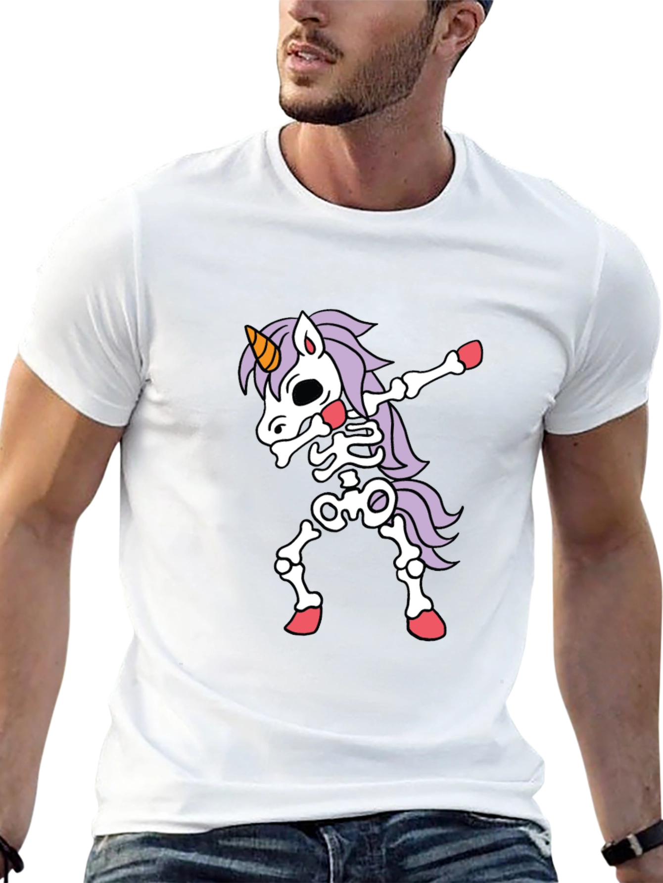 Unicorn Skeleton Halloween Dabbing T-Shirt