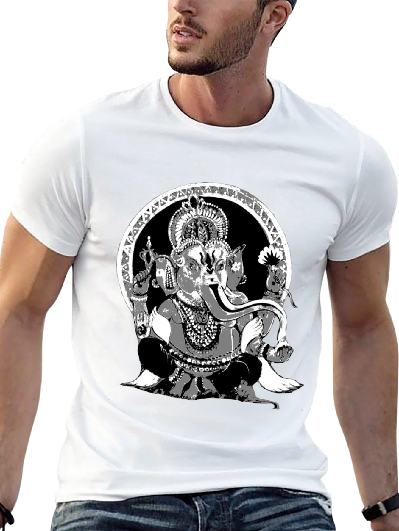 Ganesha Graphic Print Black T-Shirt