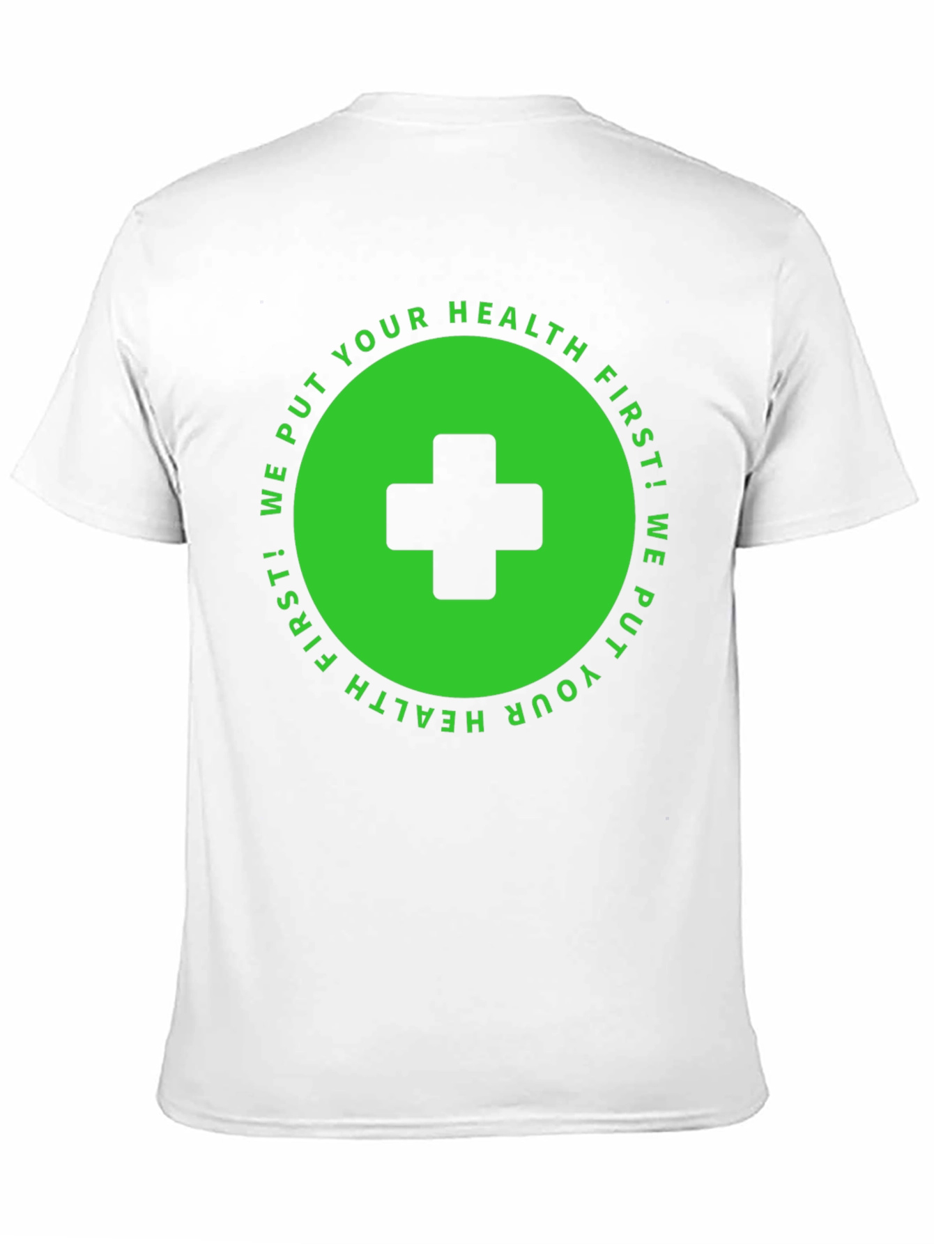 Health First T-Shirt: Black with Medical Cross Design