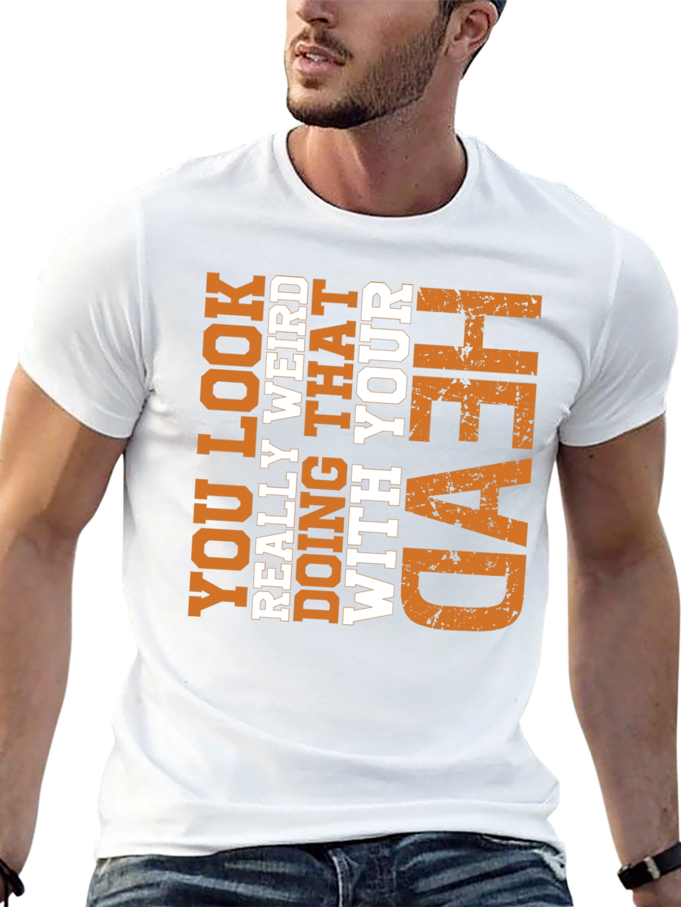 Funny Weird Head Graphic Tee - Novelty T-Shirt