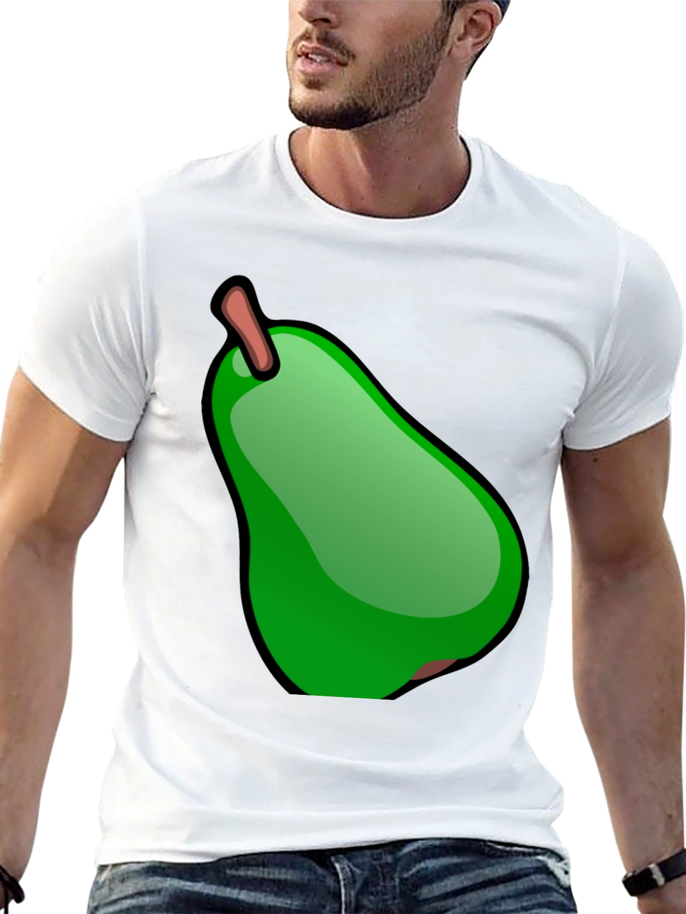 Green Pear Graphic Black T-Shirt