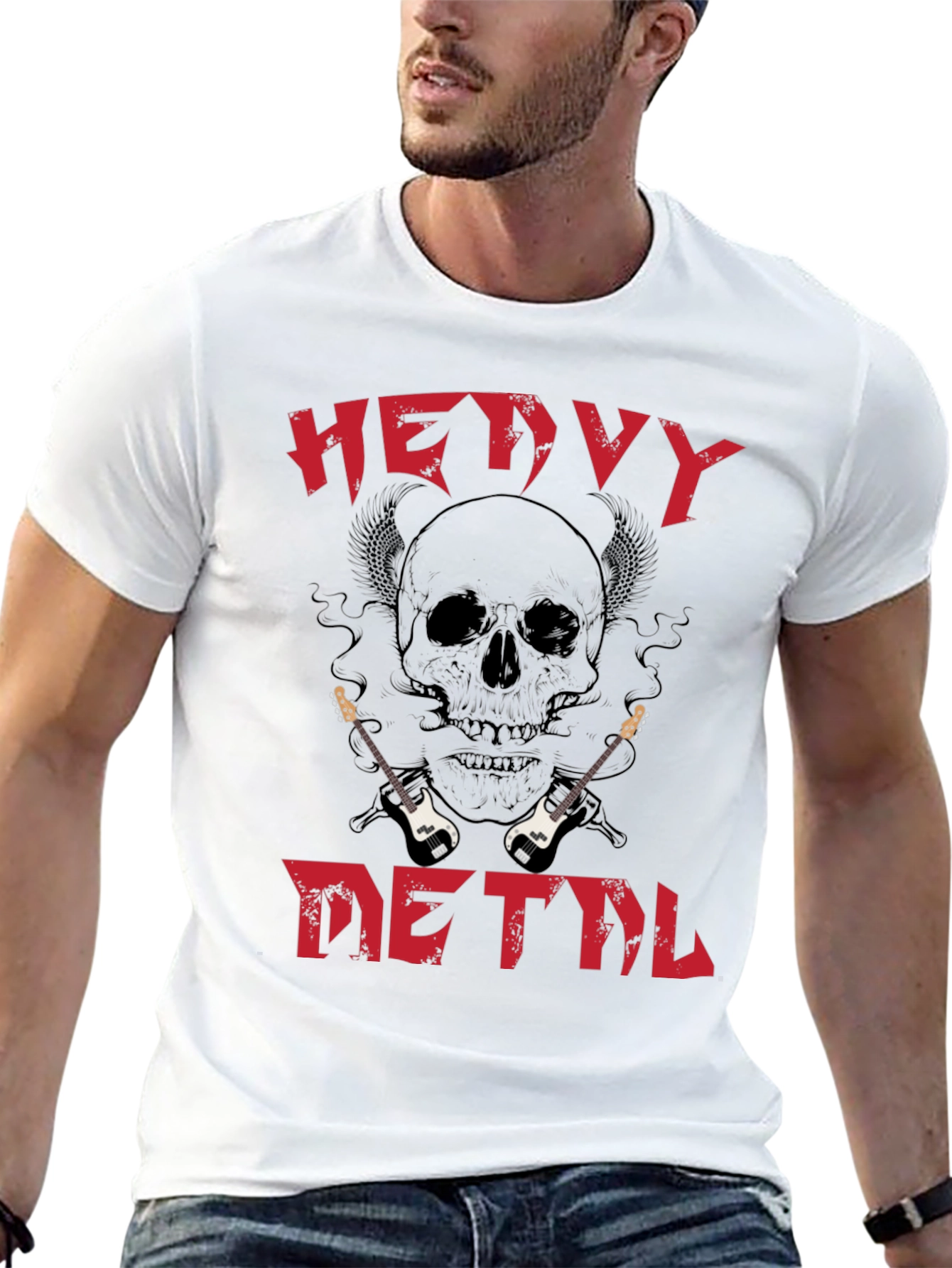 Heavy Metal Skull Guitar T-Shirt