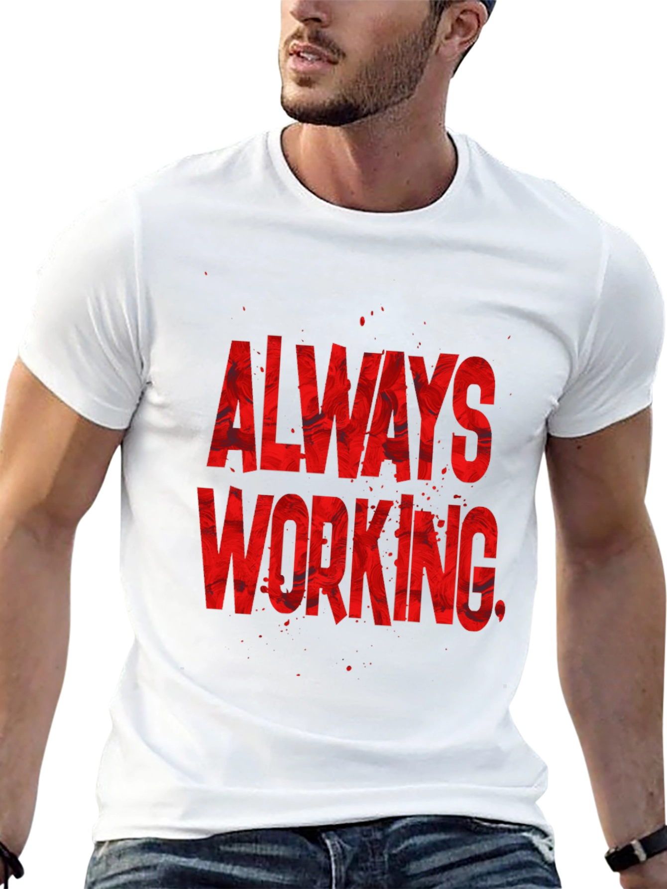 Always Working Graphic Tee - Black Cotton Blend