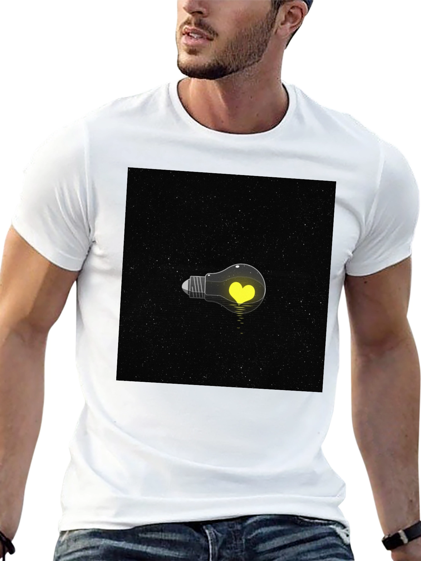 Heart Lightbulb T-Shirt - Black Graphic Tee