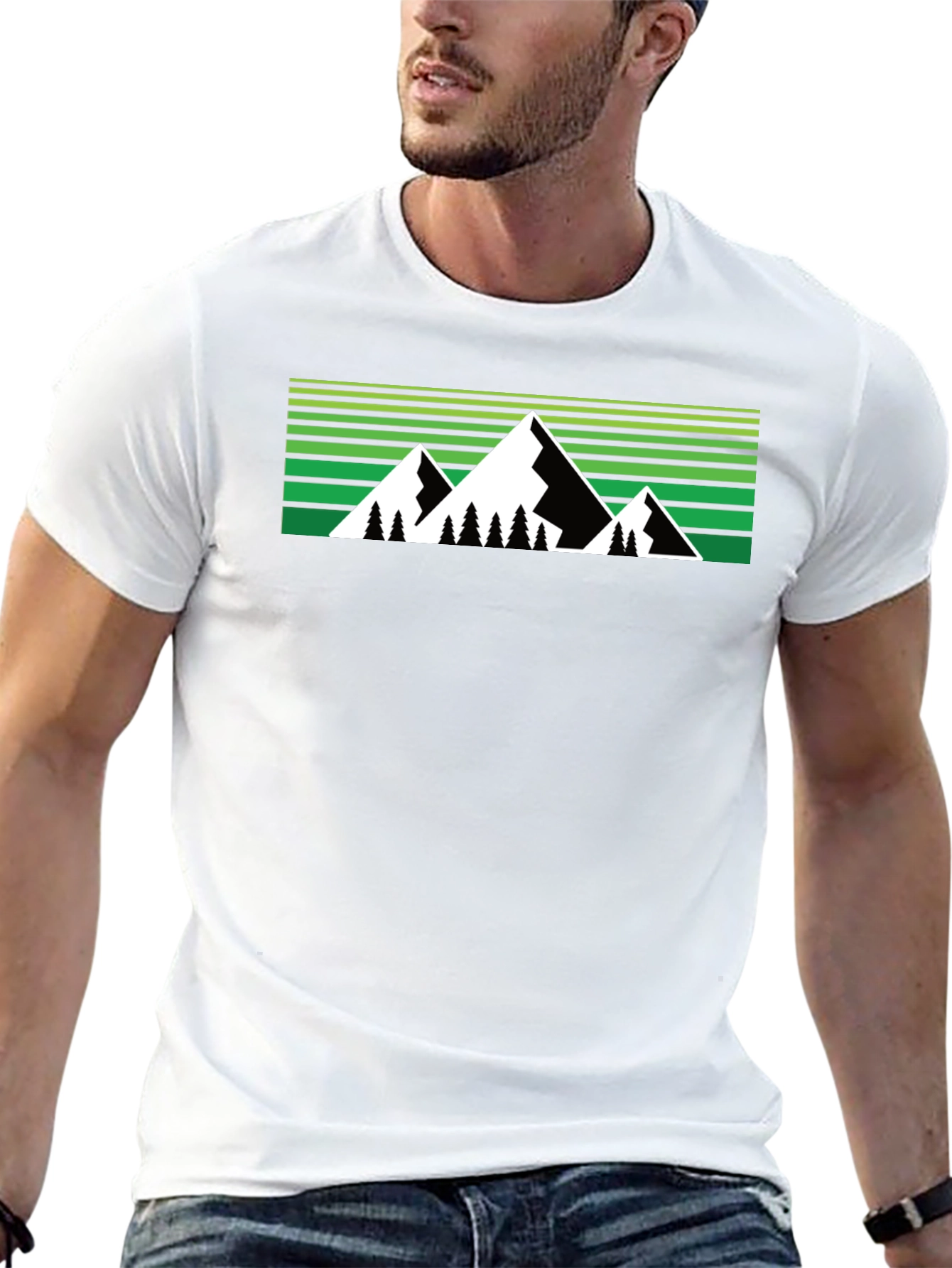 Mountain Graphic Tee - Black Crew Neck