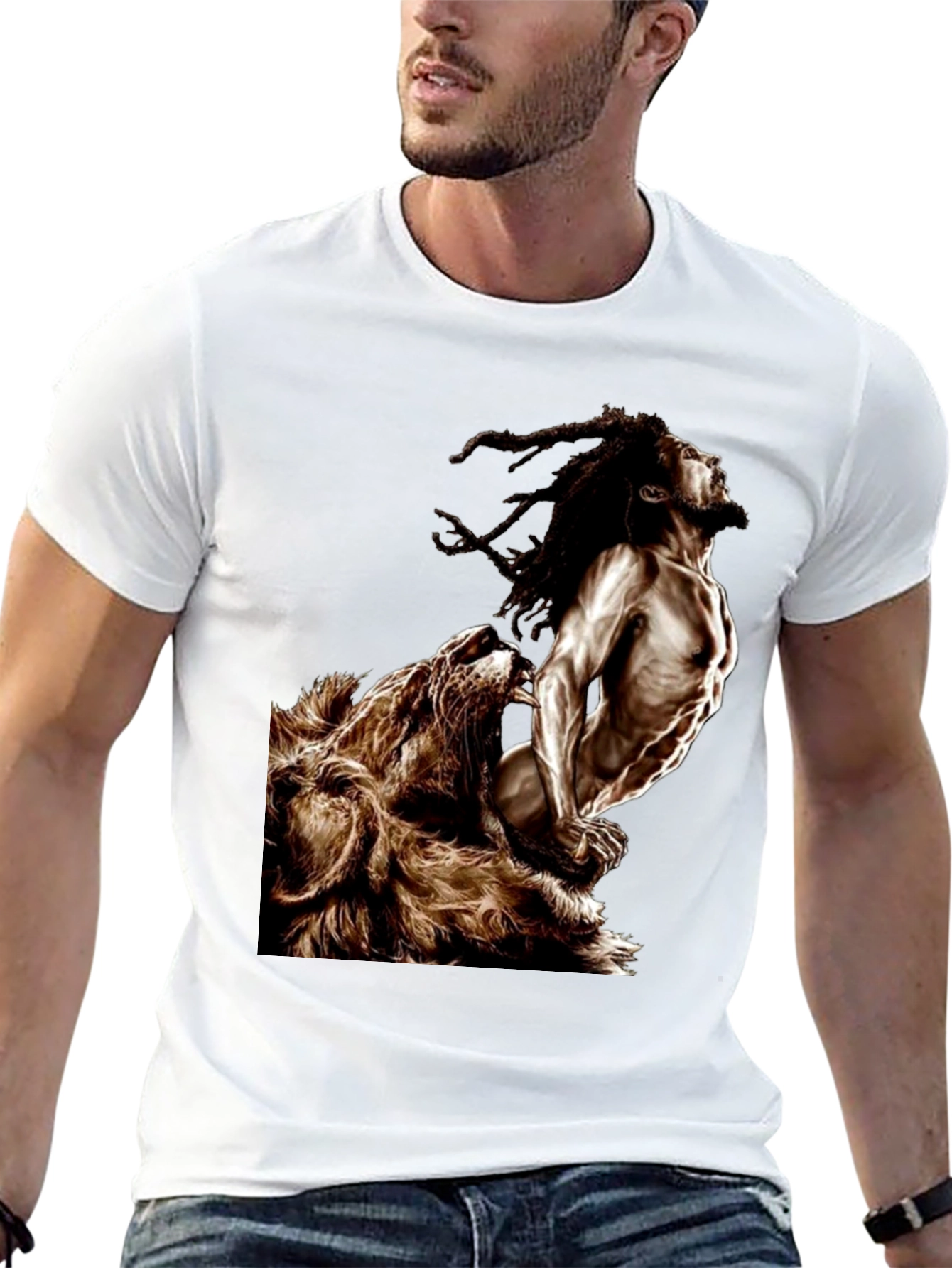 Lion & Rasta Graphic T-Shirt - Mens Black Tee